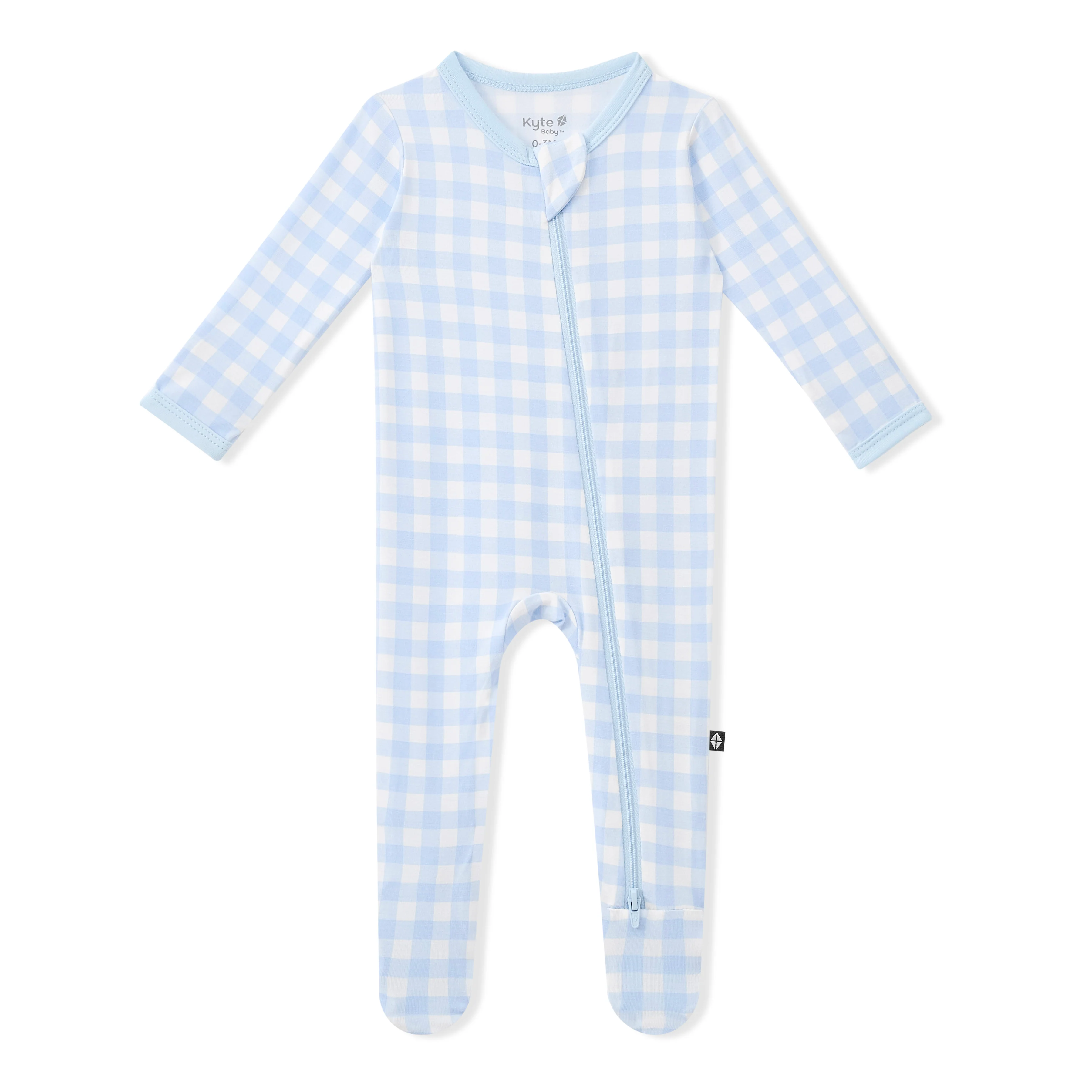 Zippered Footie in Gingham Breeze - Image 2