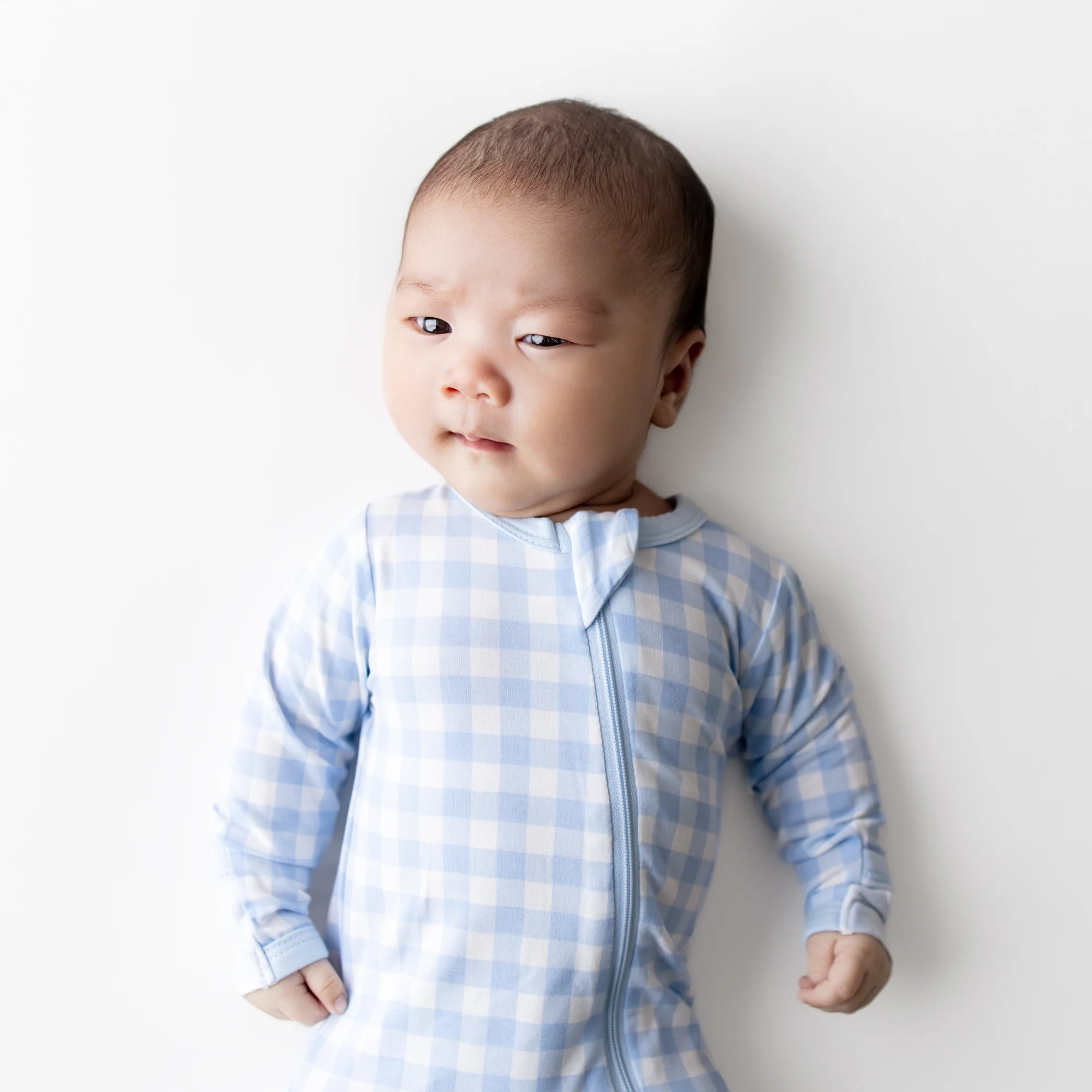 Zippered Footie in Gingham Breeze - Image 3