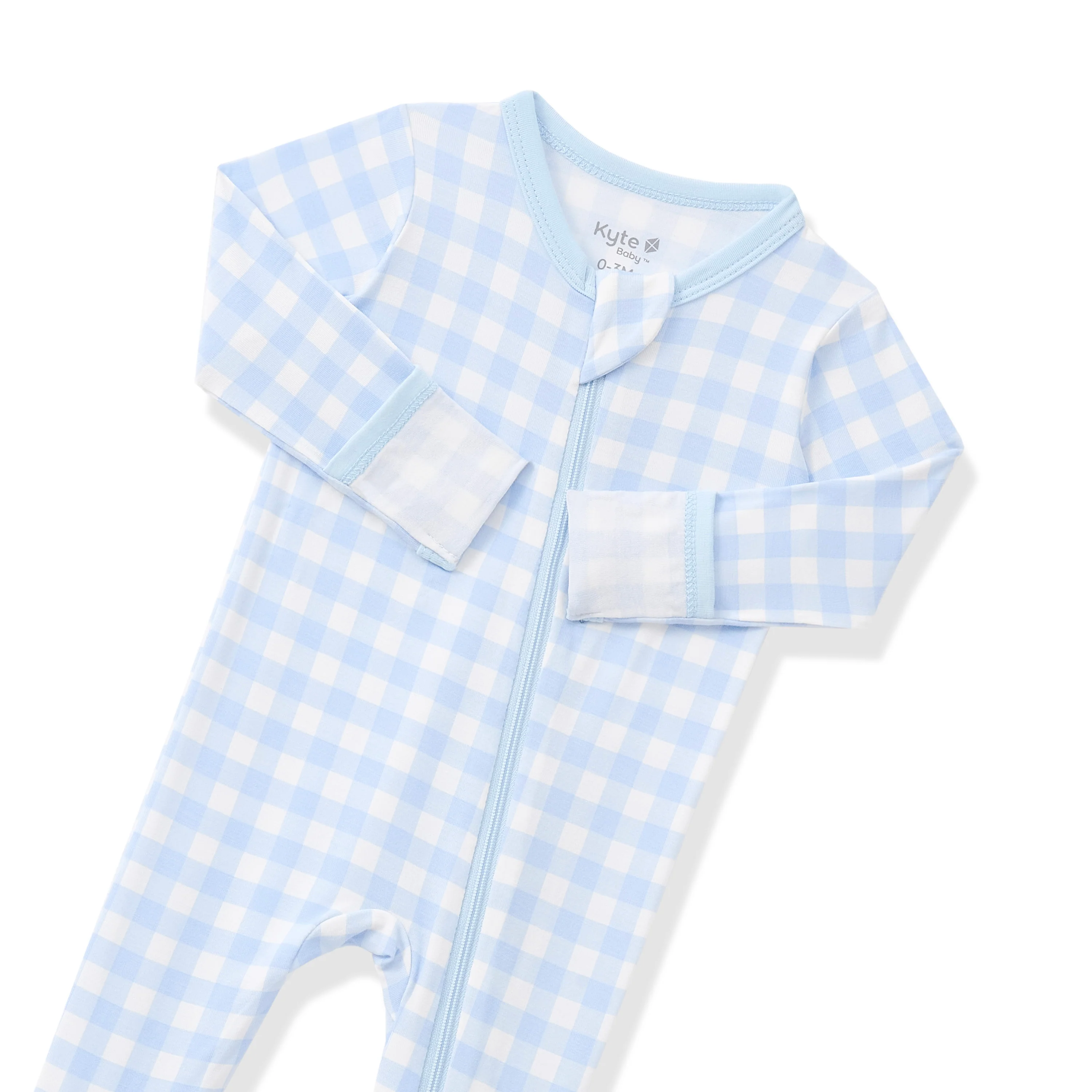 Zippered Footie in Gingham Breeze - Image 4