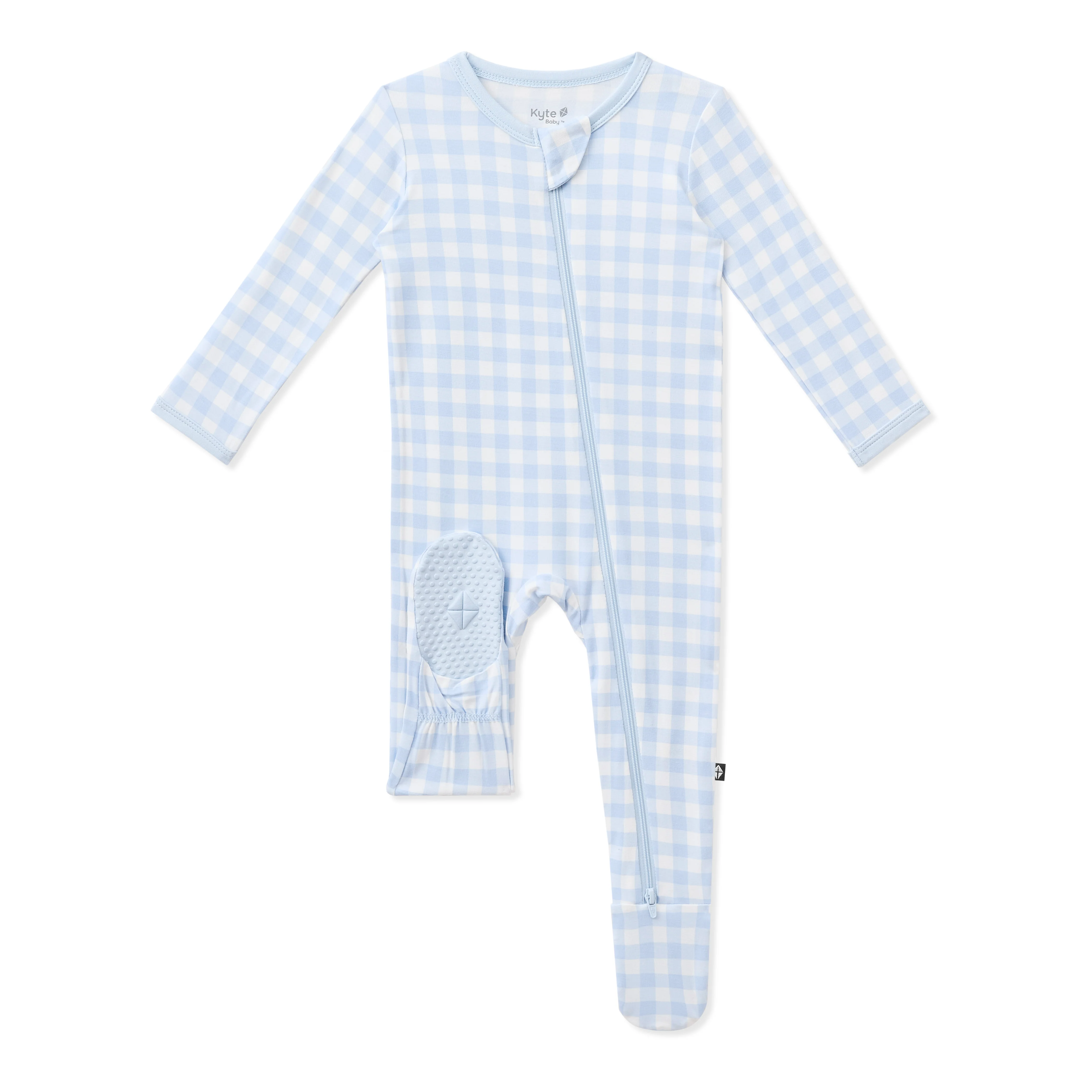 Zippered Footie in Gingham Breeze - Image 5