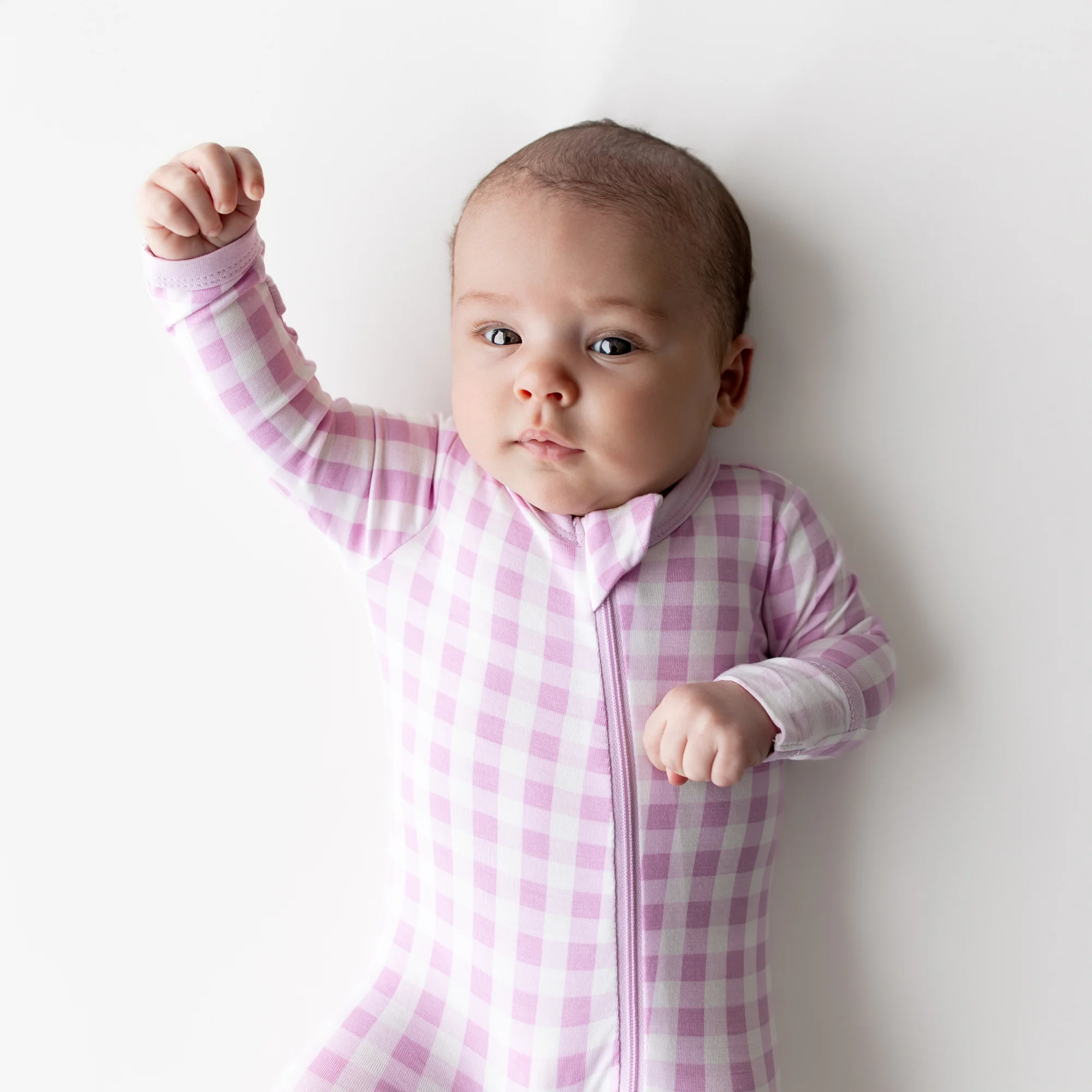 Zippered Footie in Gingham Thistle - Image 3