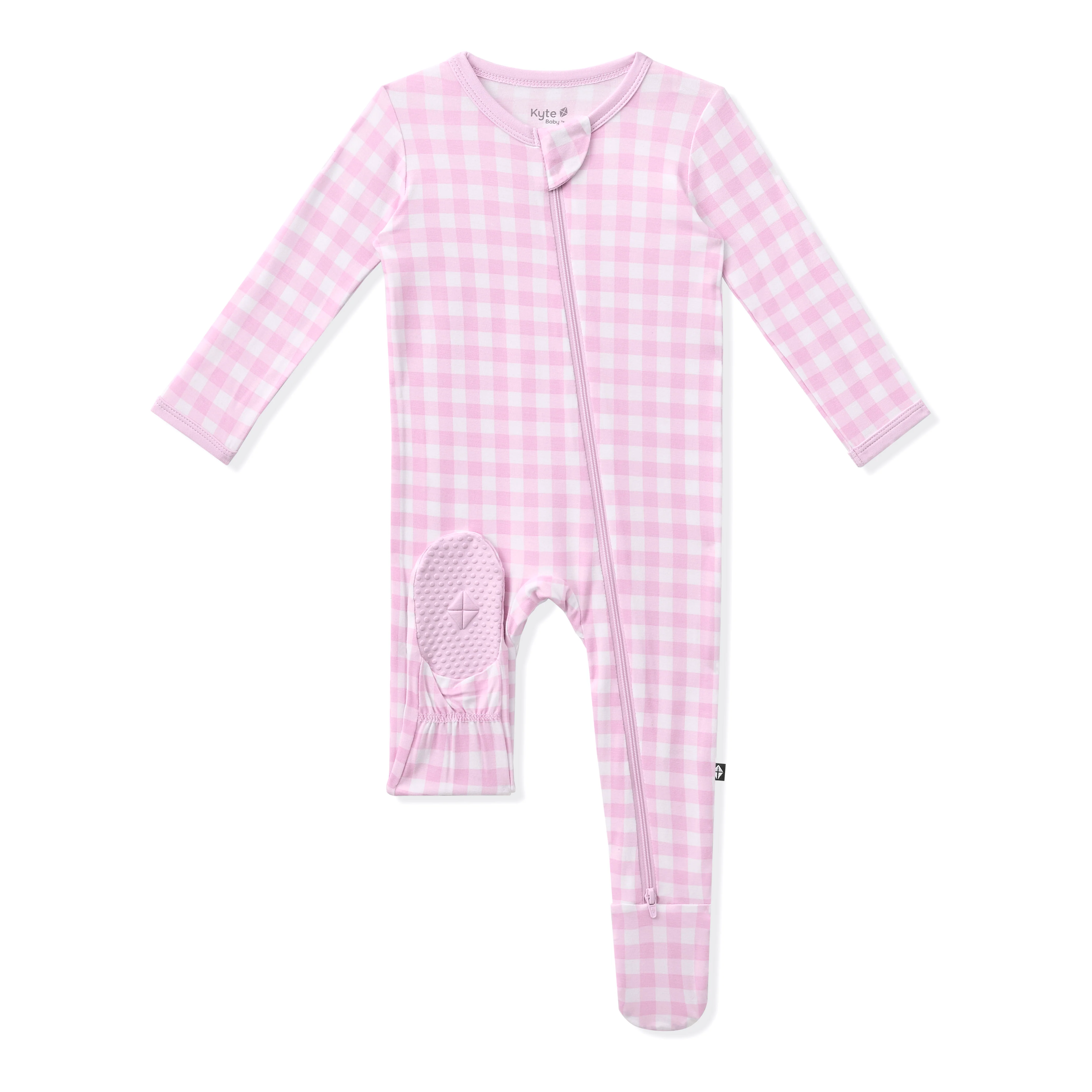 Zippered Footie in Gingham Thistle - Image 5
