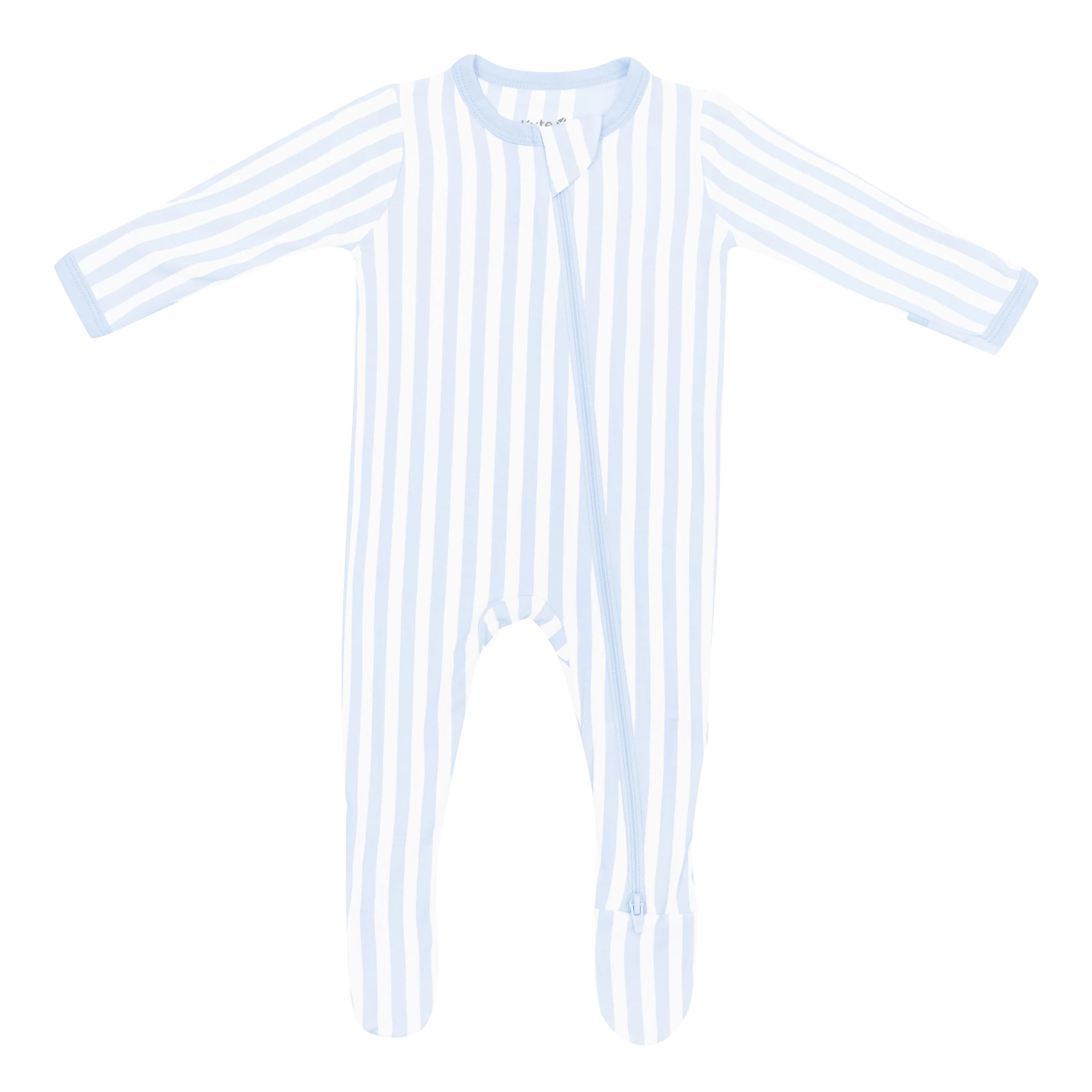 Zippered Footie in Small Mist Stripe - Image 2