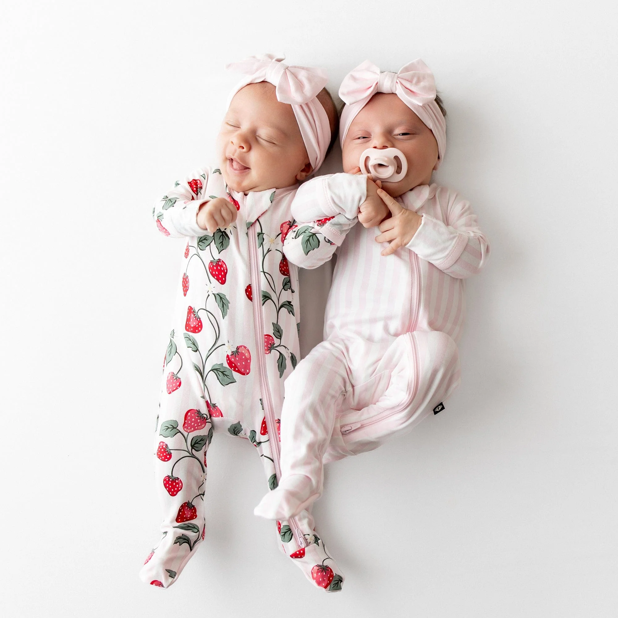 Zippered Footie in Small Sakura Stripe - Image 4