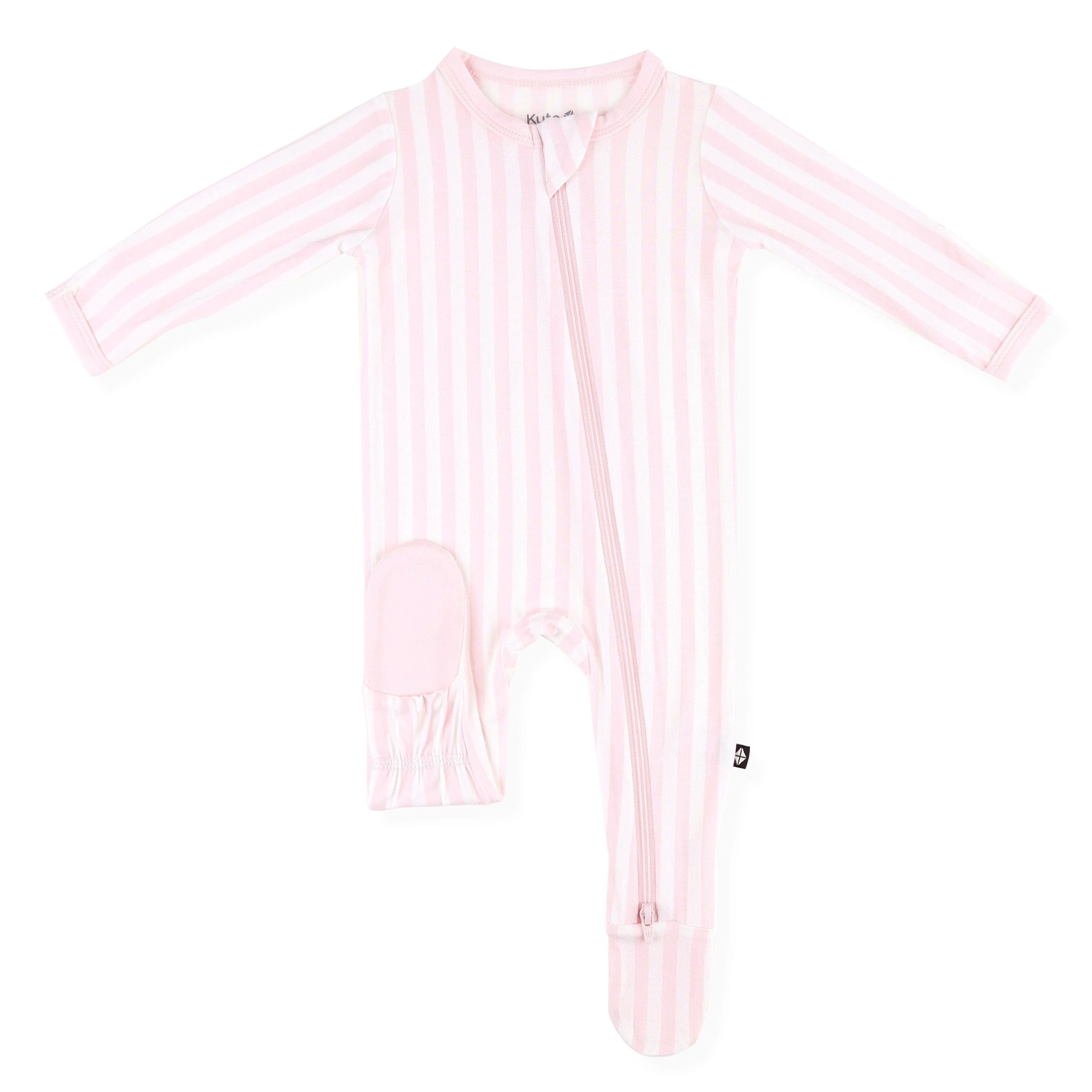 Zippered Footie in Small Sakura Stripe - Image 5