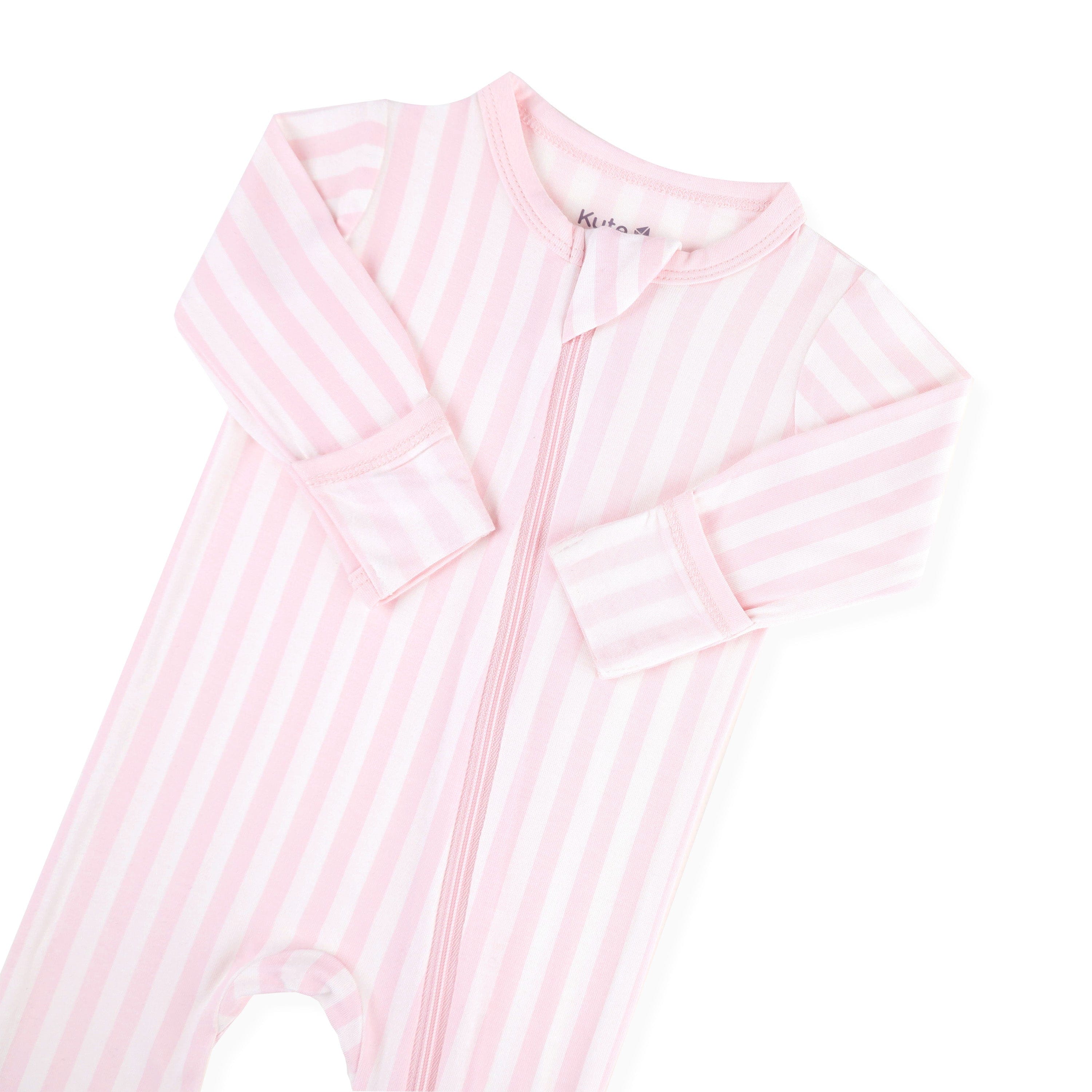 Zippered Footie in Small Sakura Stripe - Image 6