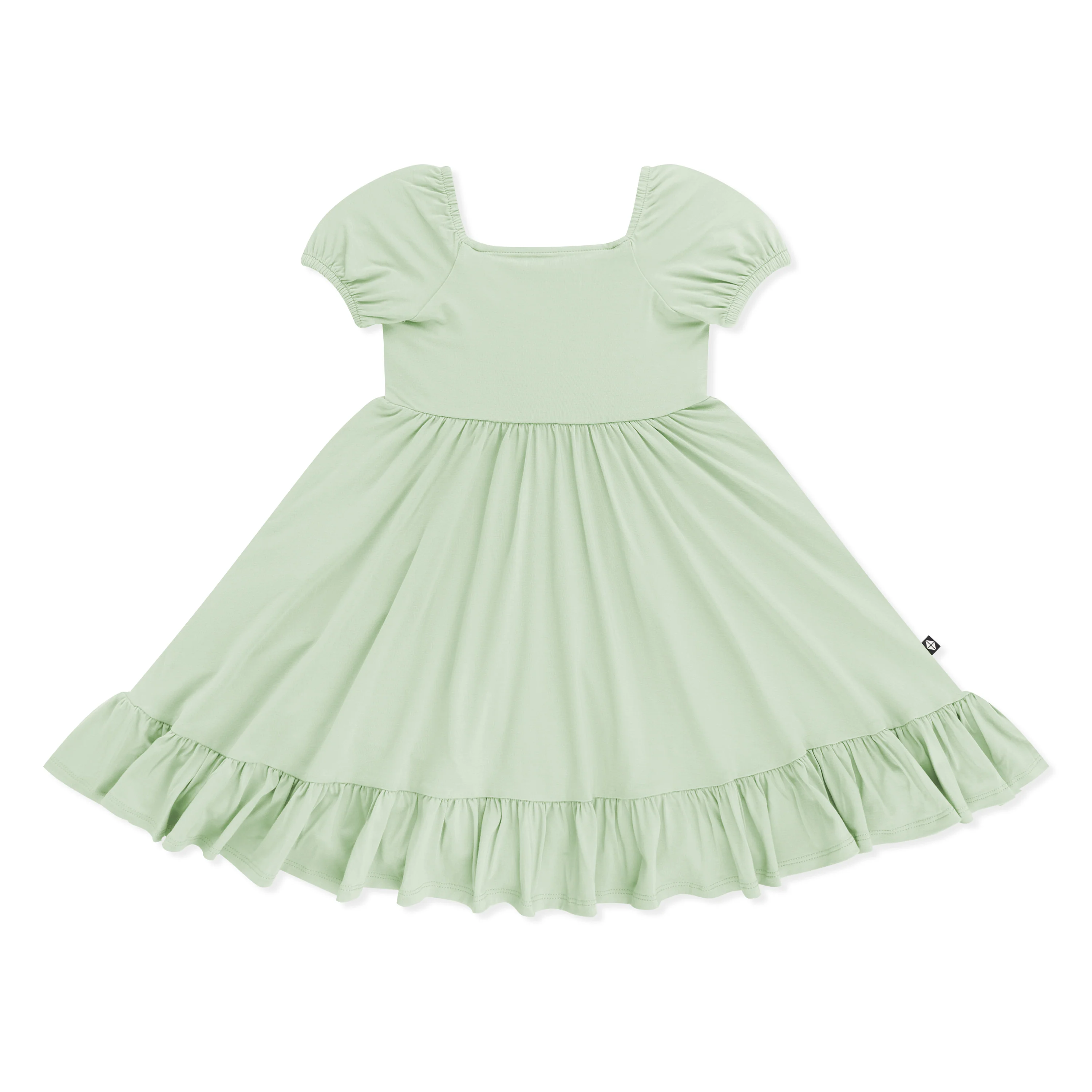 Puff Sleeve Twirl Dress in Basil - Image 2