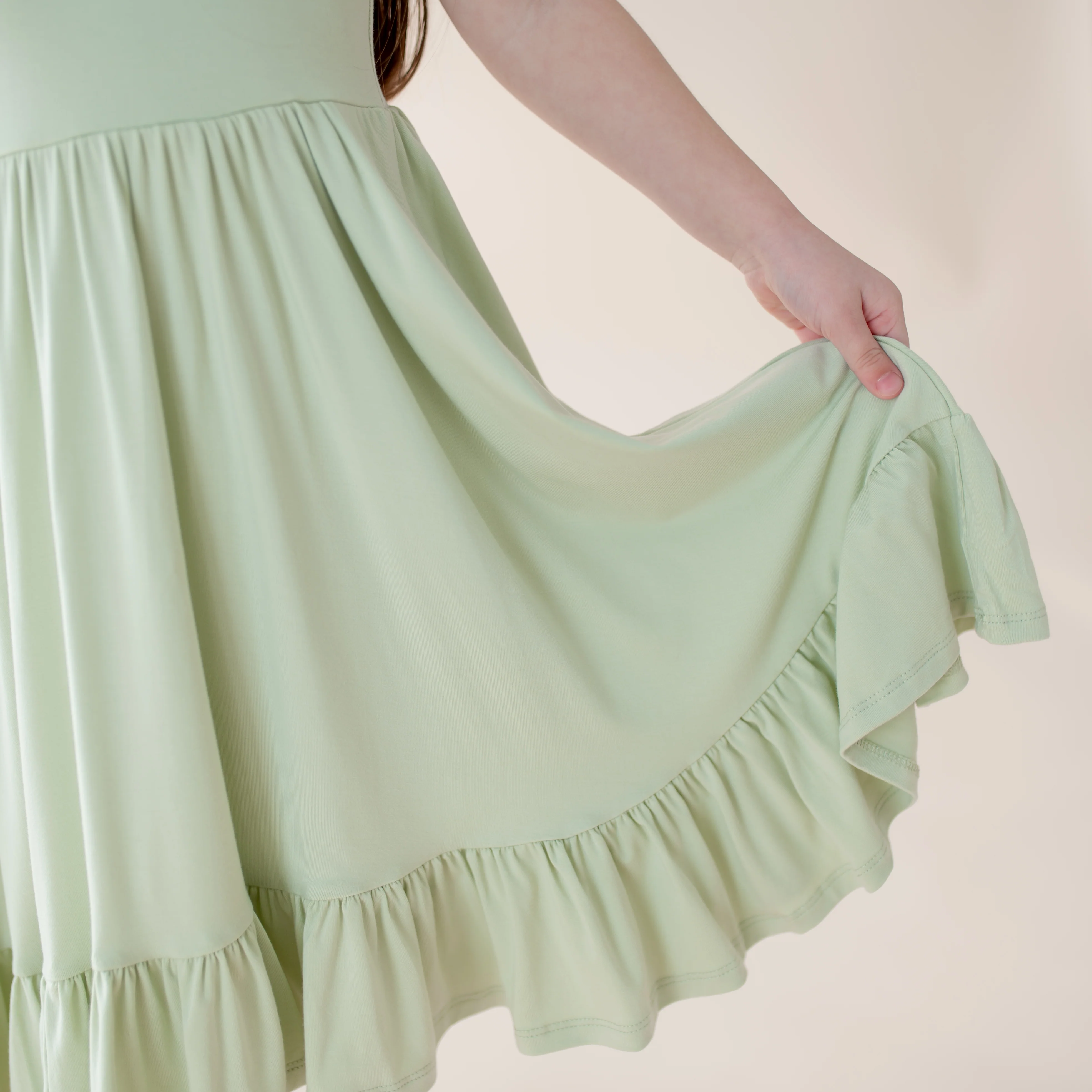 Puff Sleeve Twirl Dress in Basil - Image 6