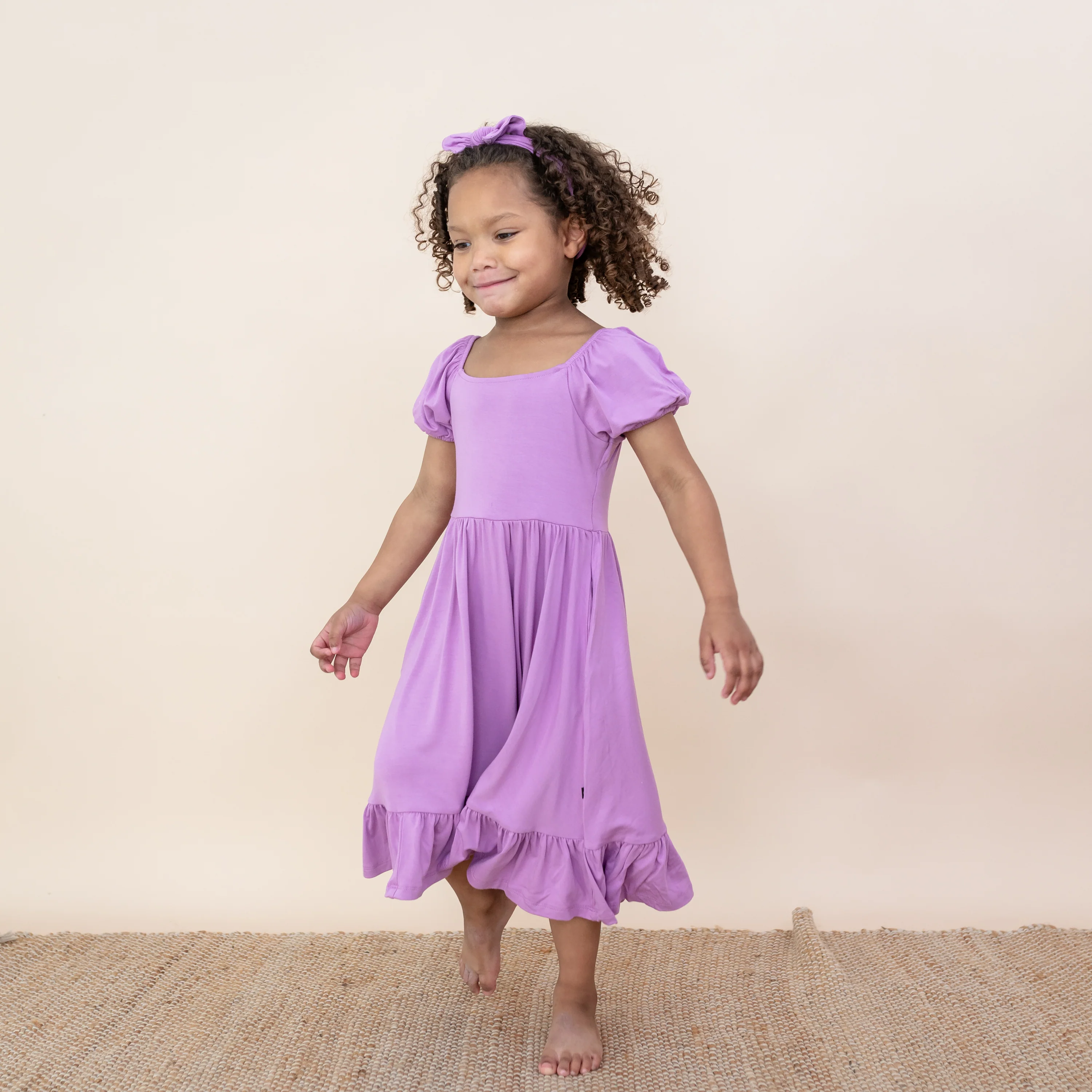 Puff Sleeve Twirl Dress in Poi - Image 3