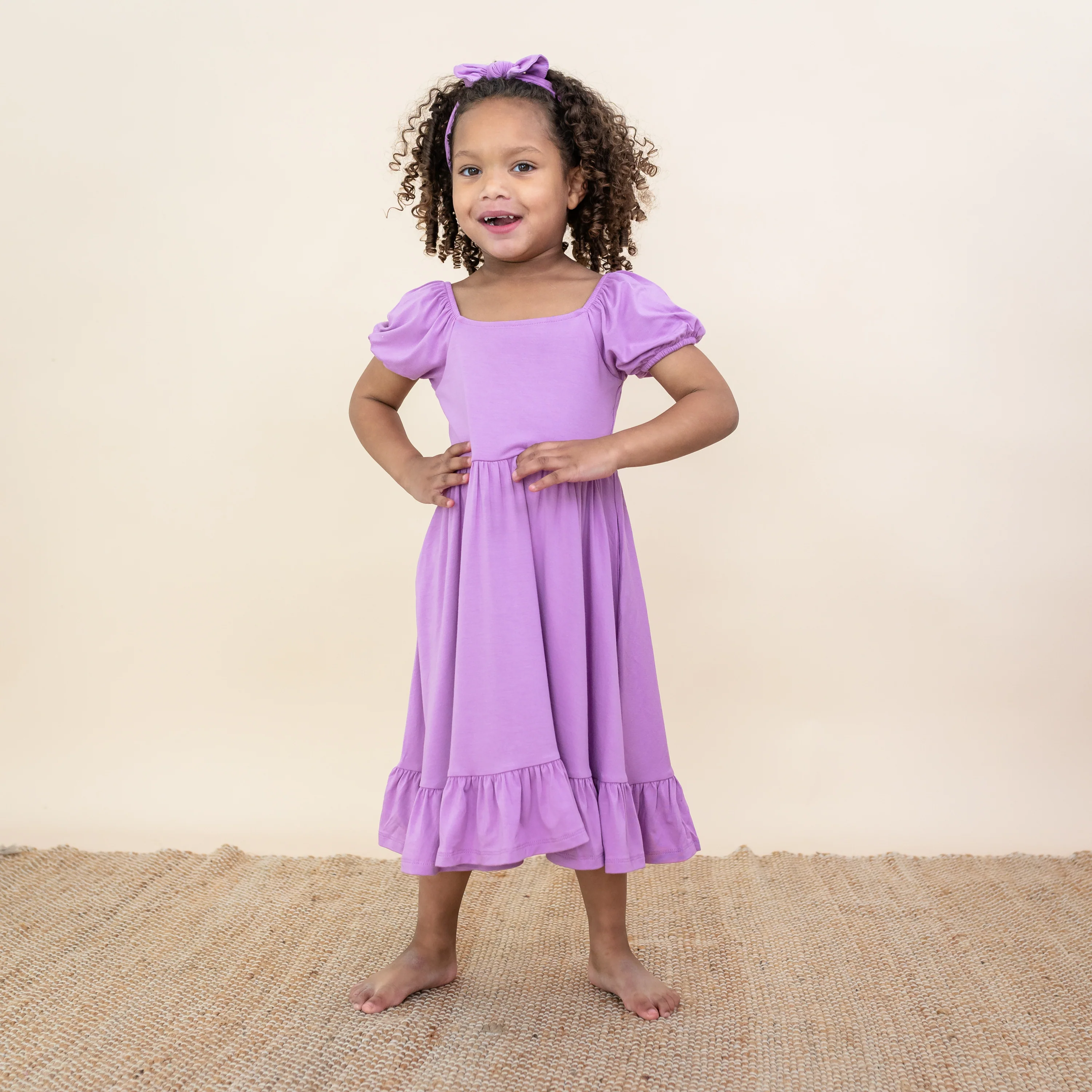 Puff Sleeve Twirl Dress in Poi - Image 4