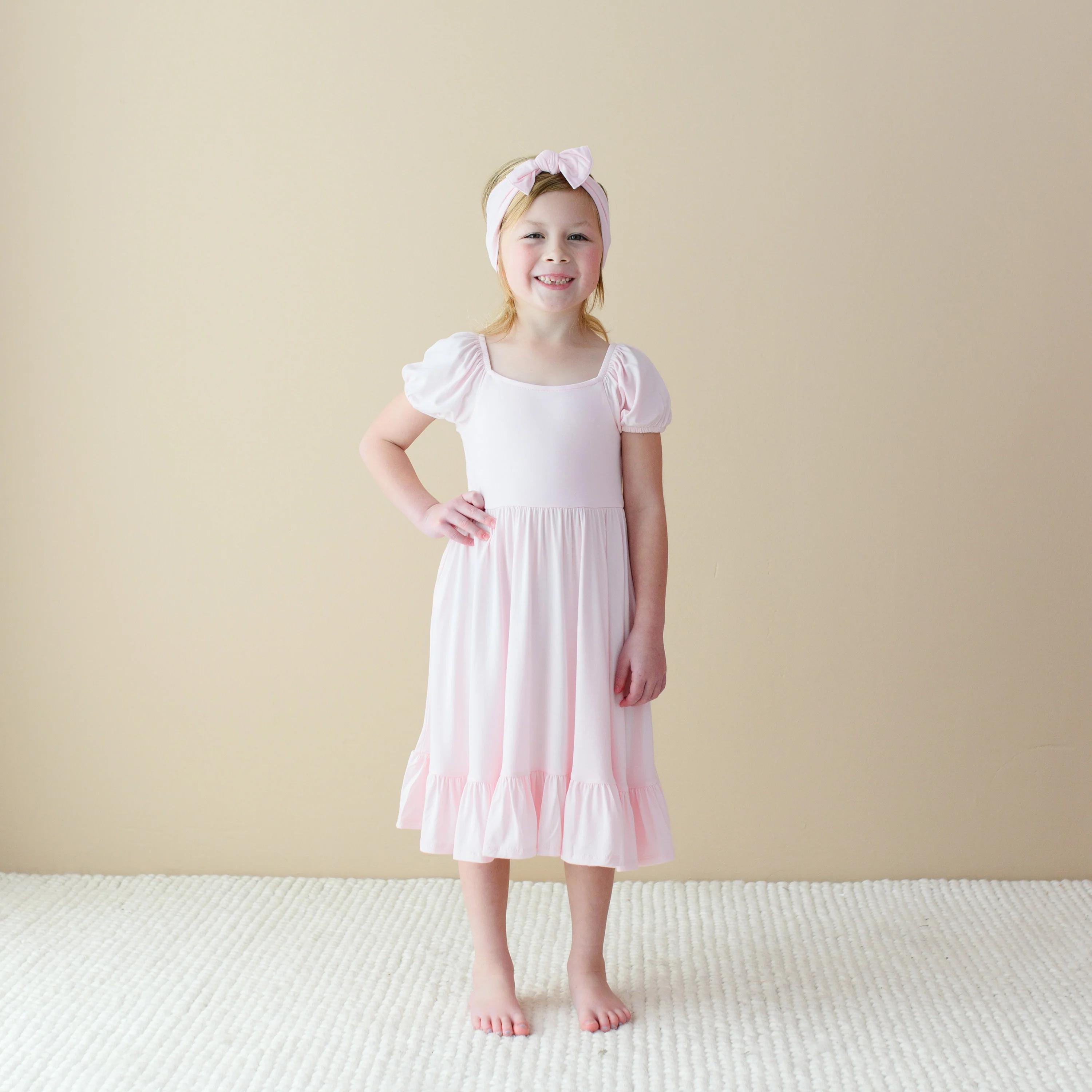 Puff Sleeve Twirl Dress in Sakura - Image 3