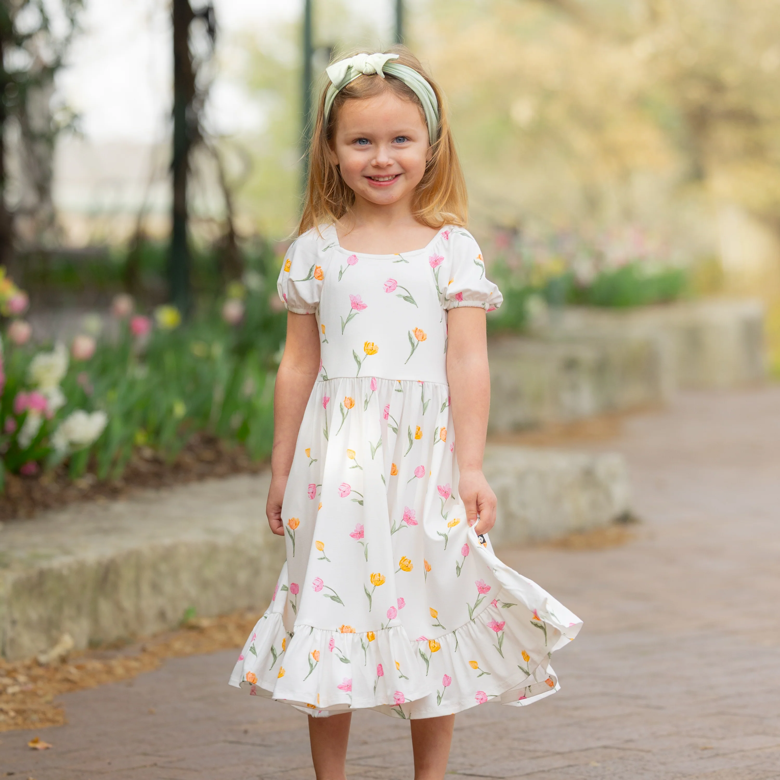 Puff Sleeve Twirl Dress in Tulip - Image 7