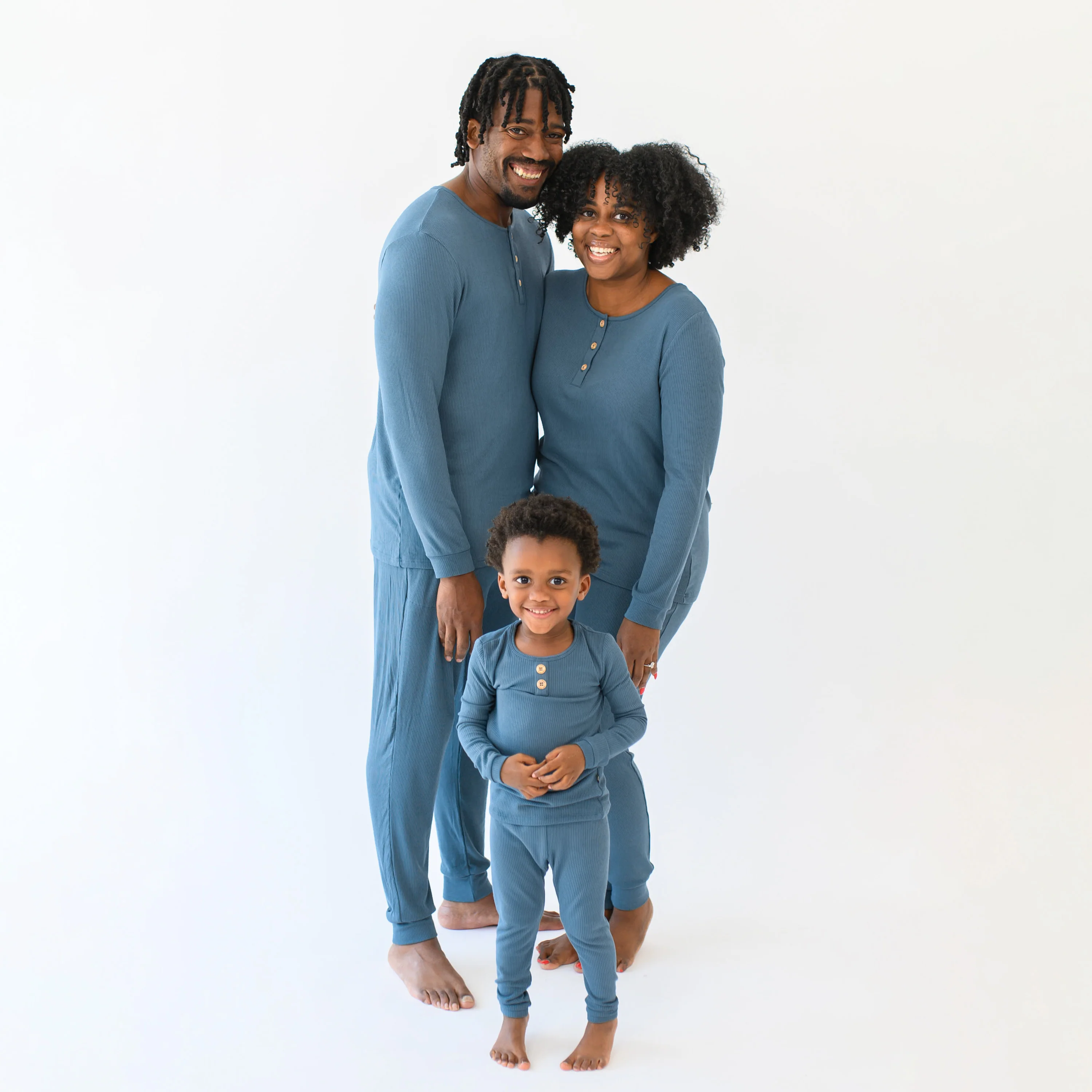 Ribbed Henley Set in Atlantic - Image 3