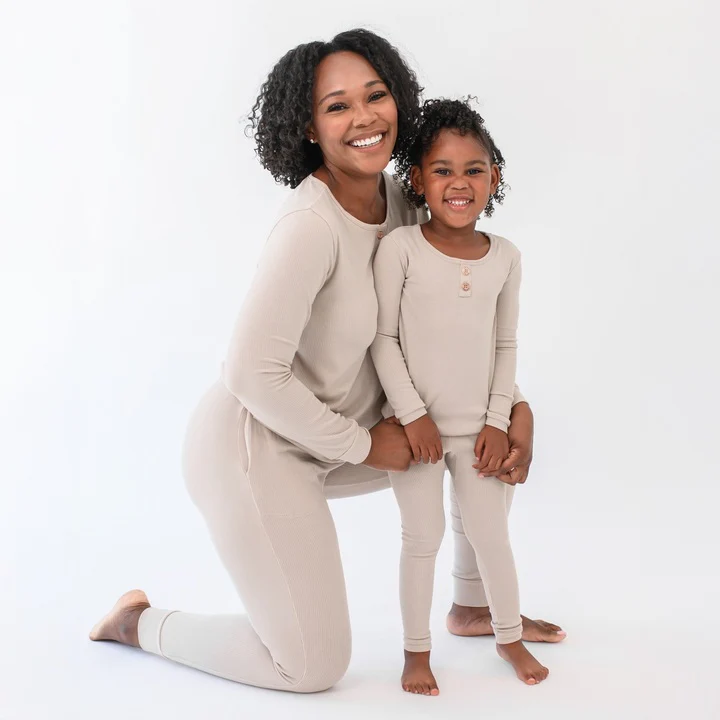 Ribbed Henley Set in Bisque - Image 4