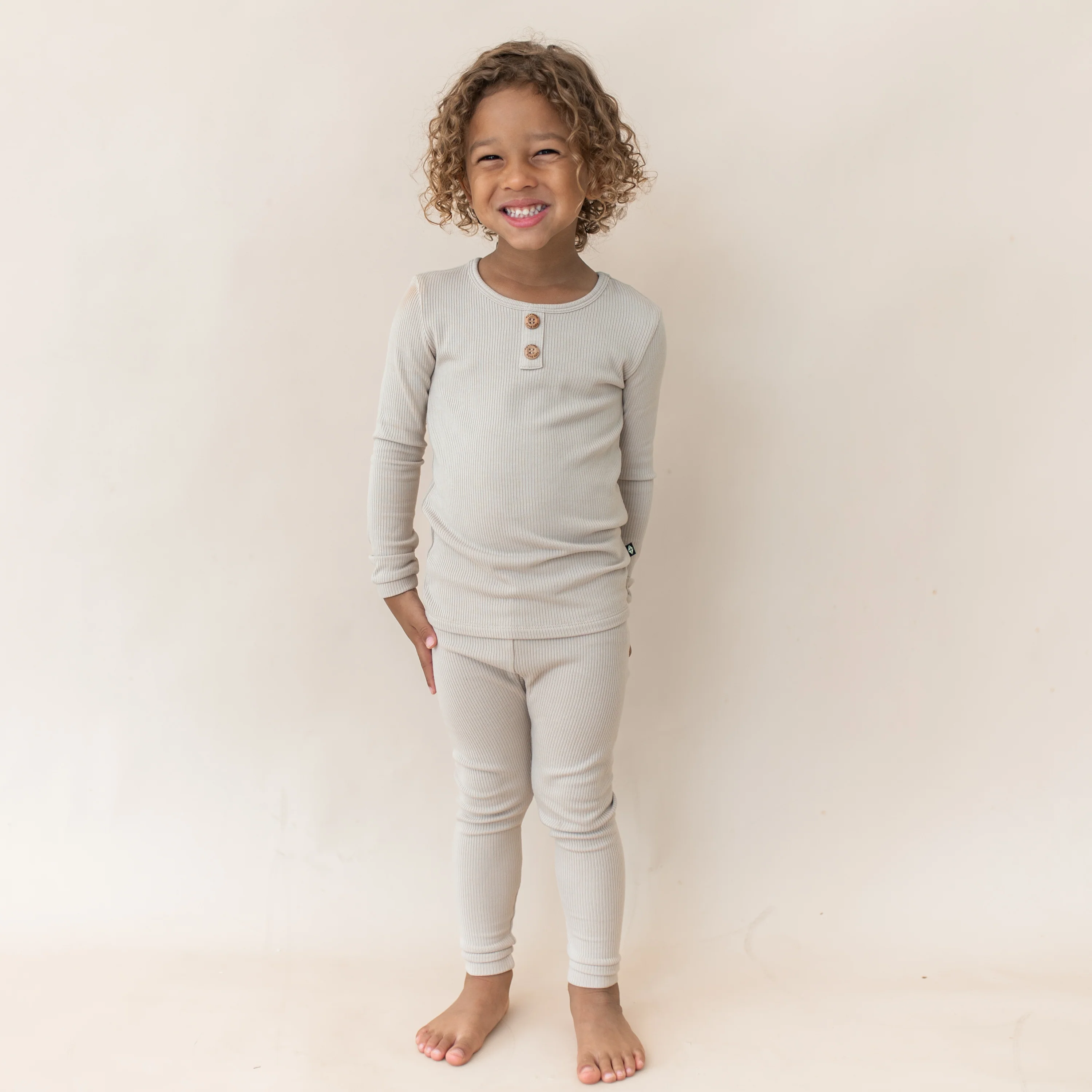 Ribbed Henley Set in Bisque - Image 7