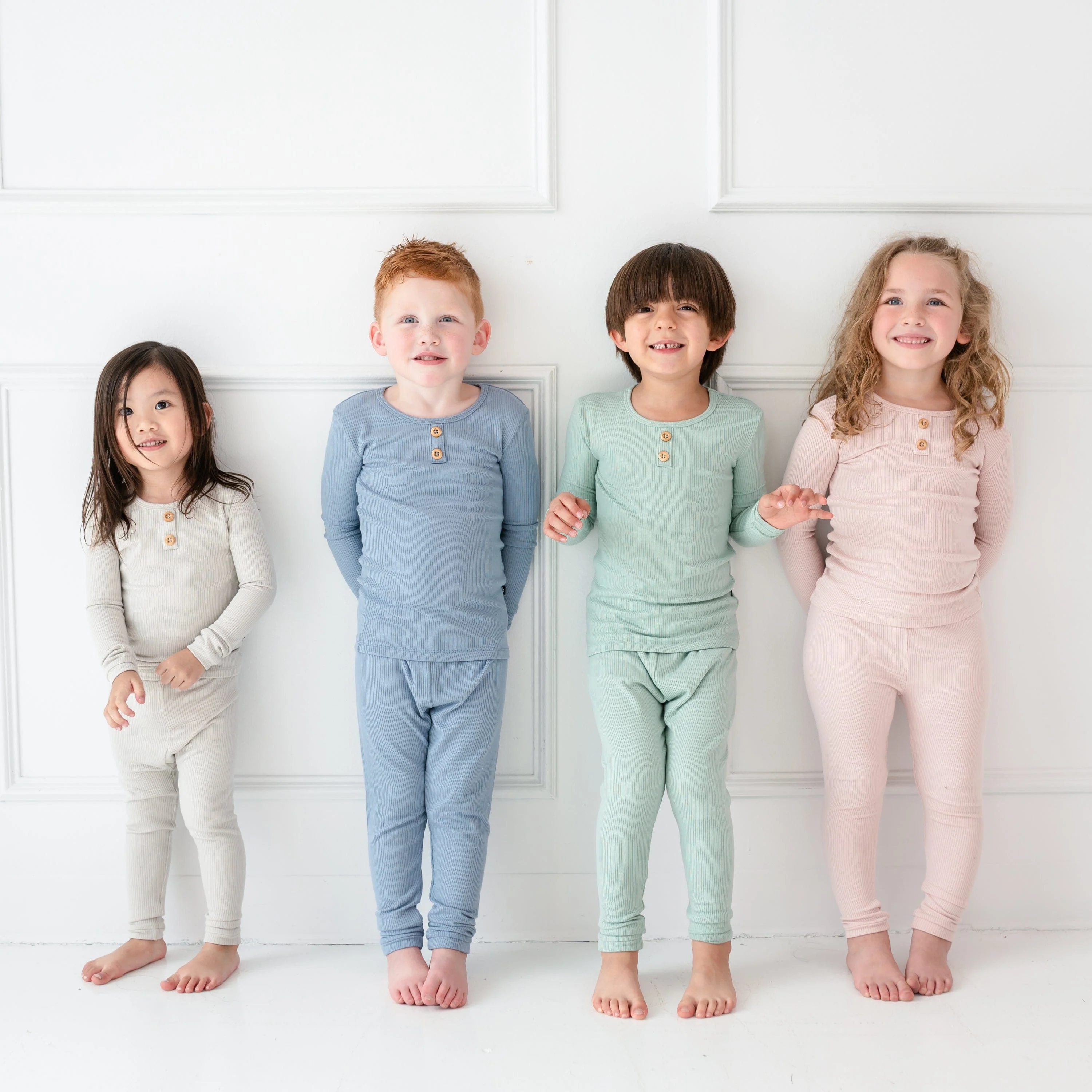Ribbed Henley Set in Blush - Image 3