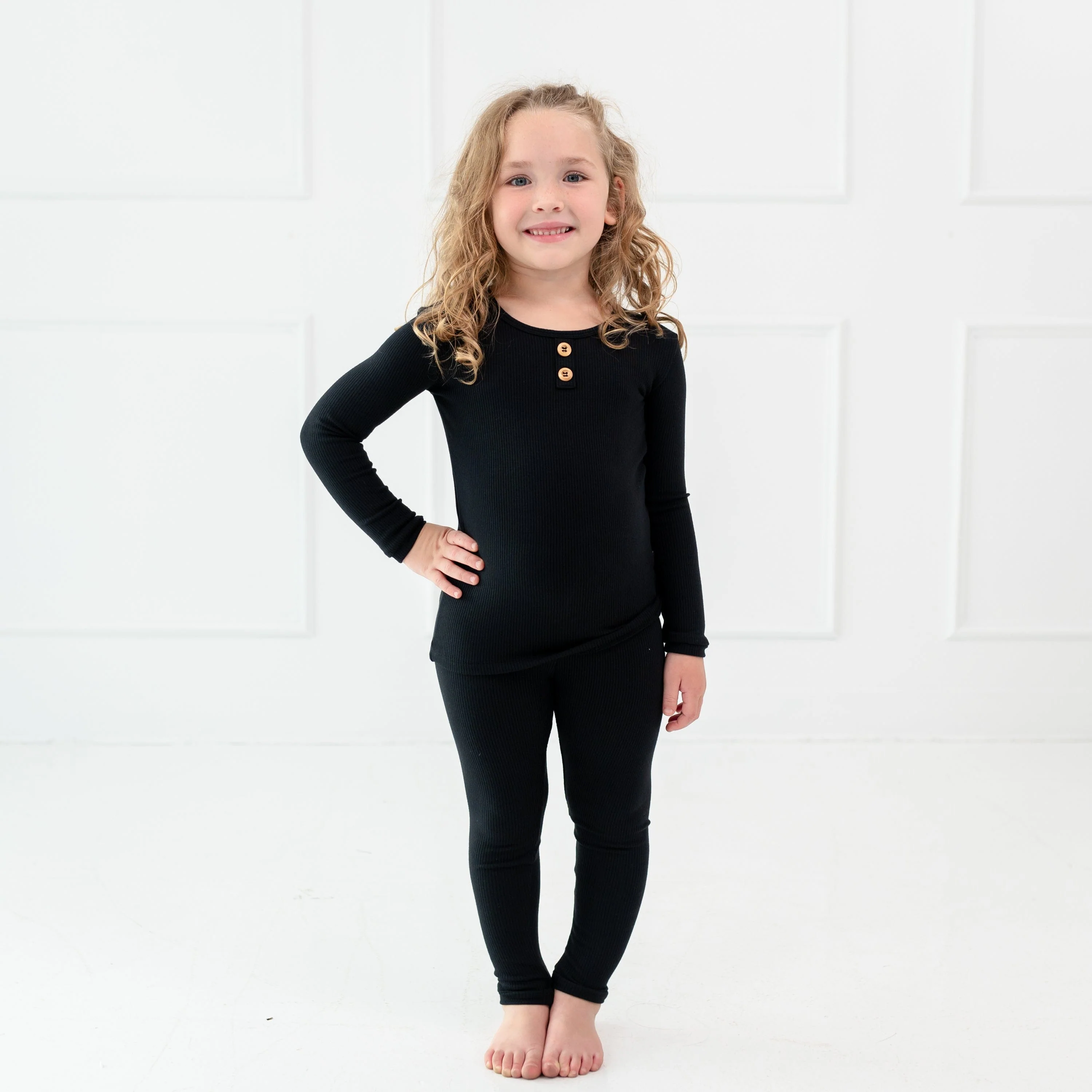 Ribbed Henley Set in Midnight - Image 3