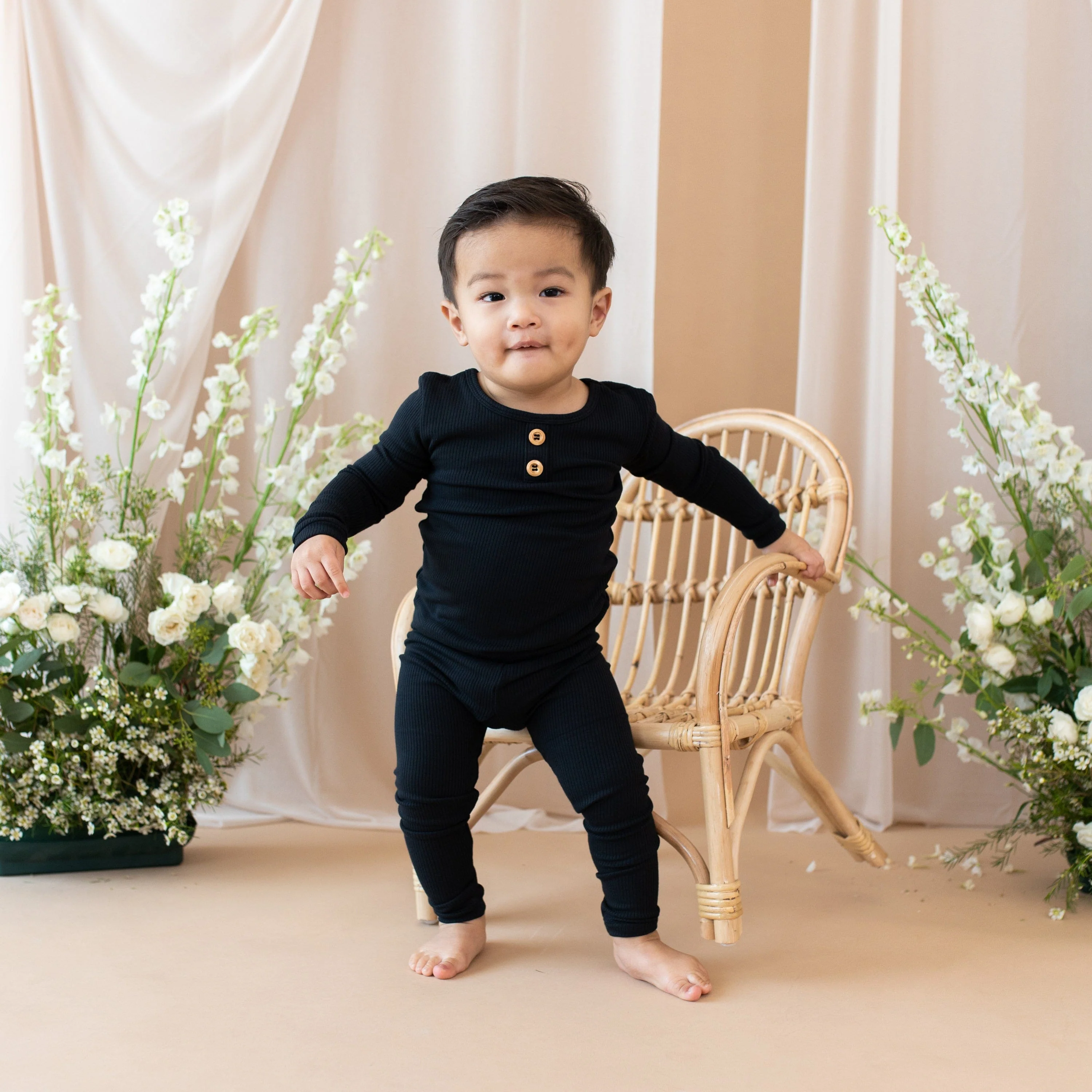Ribbed Henley Set in Midnight - Image 4