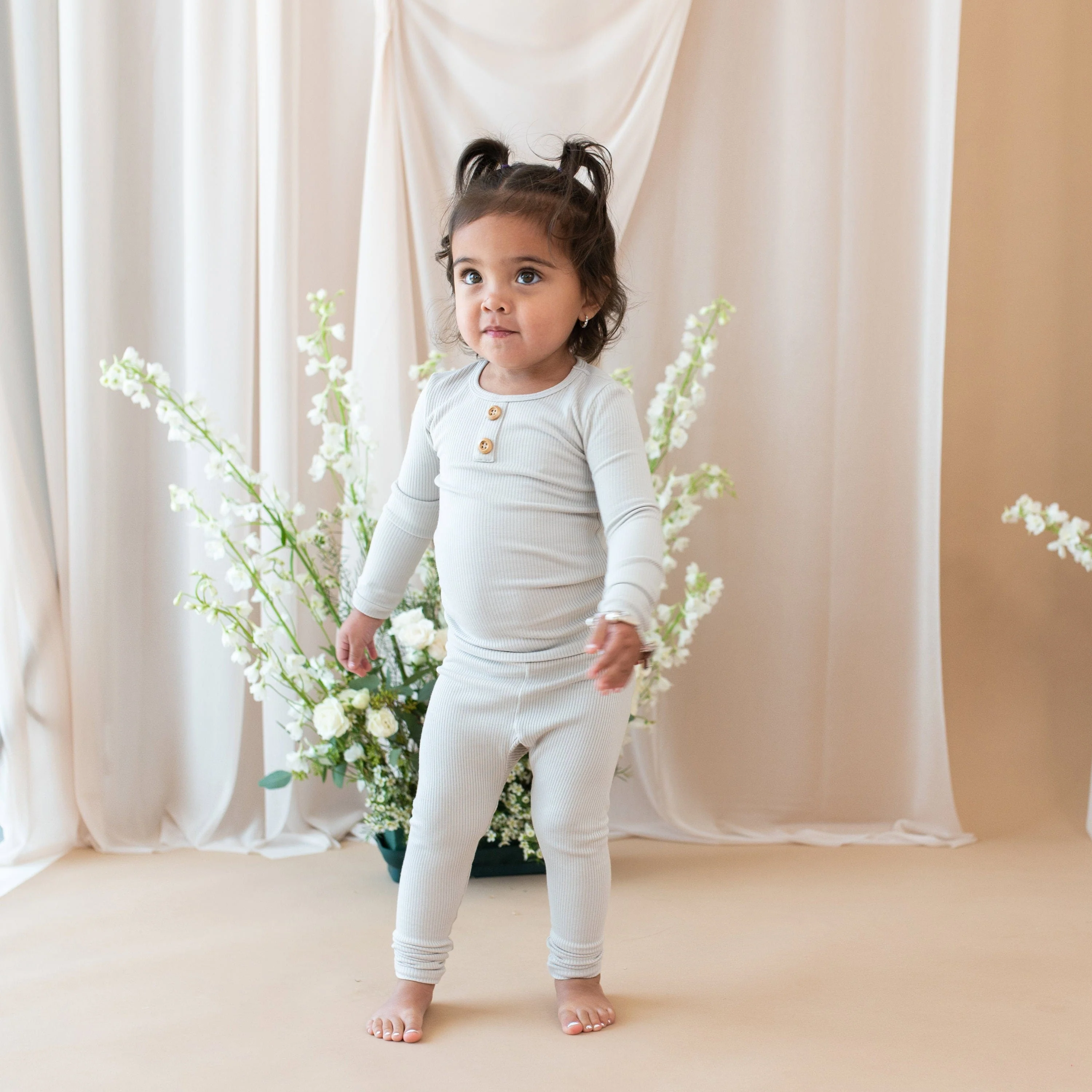 Ribbed Henley Set in Oat - Image 4