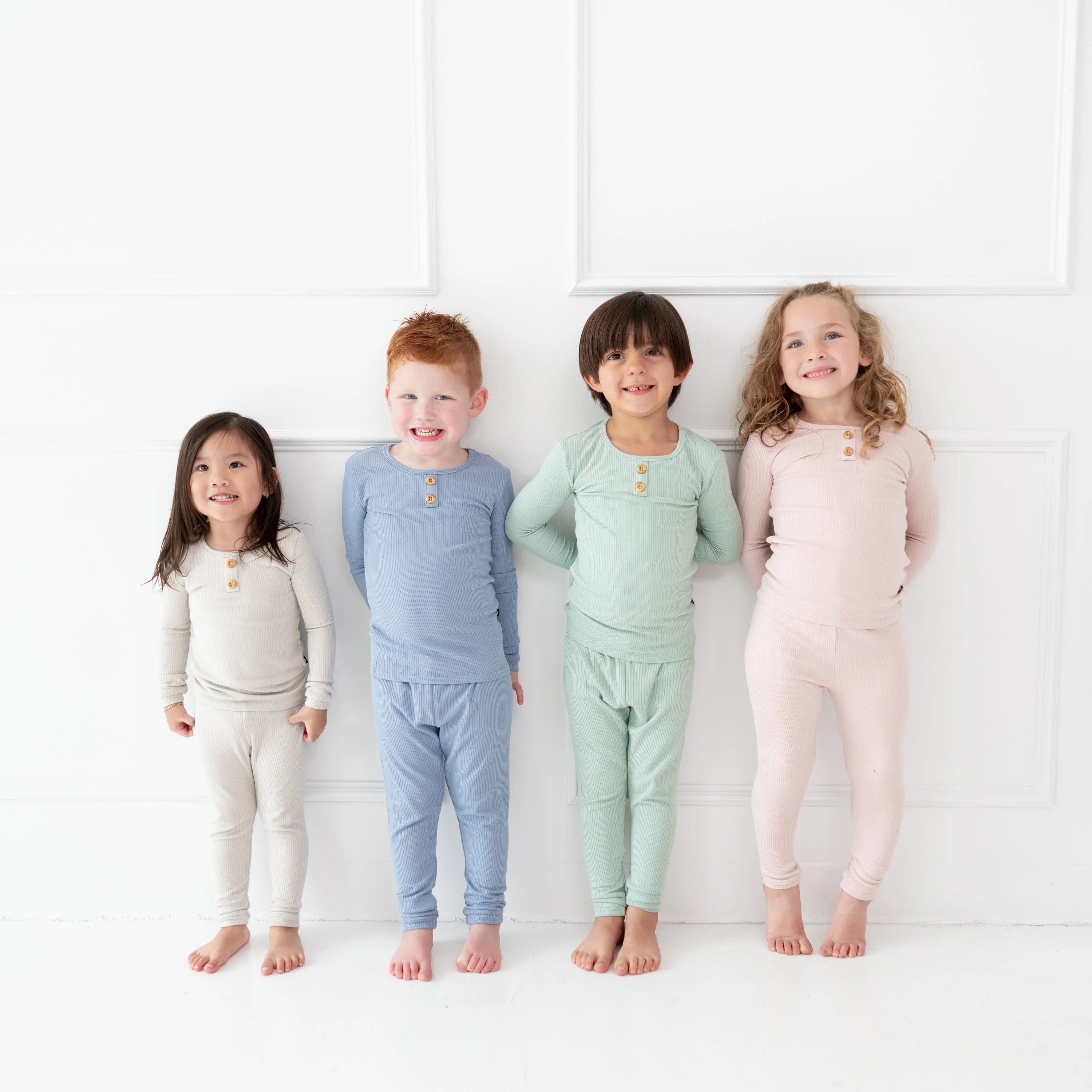 Ribbed Henley Set in Oat - Image 3
