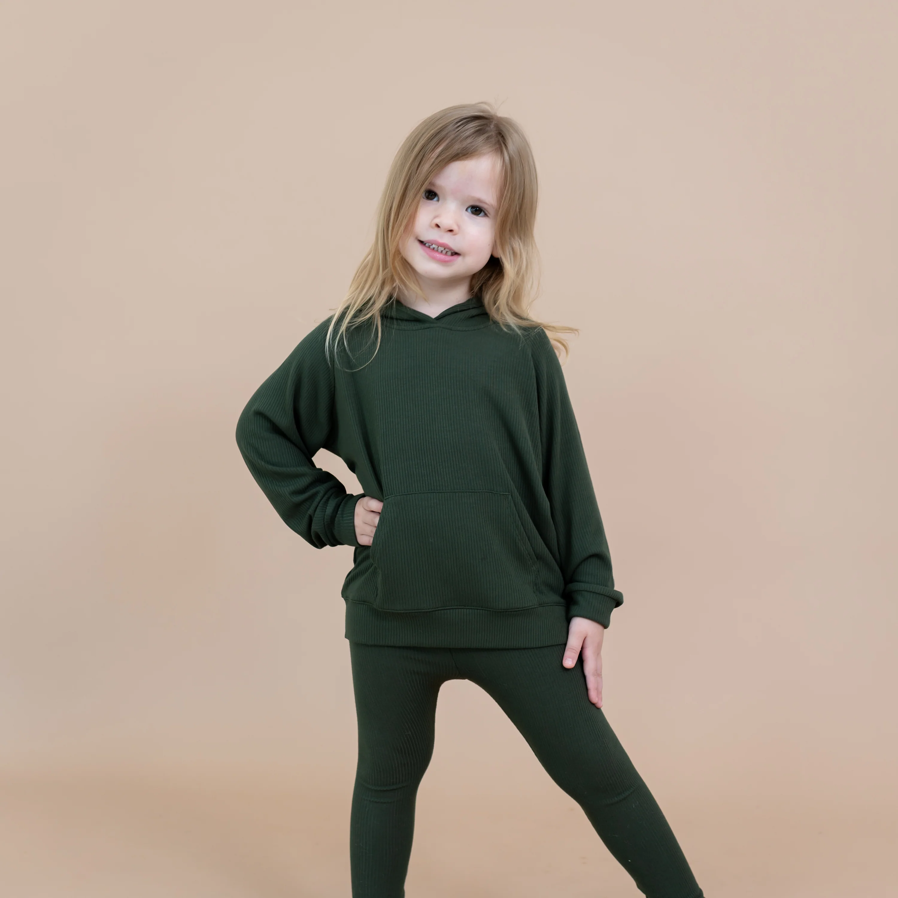 Ribbed Hoodie in Fir - Image 4