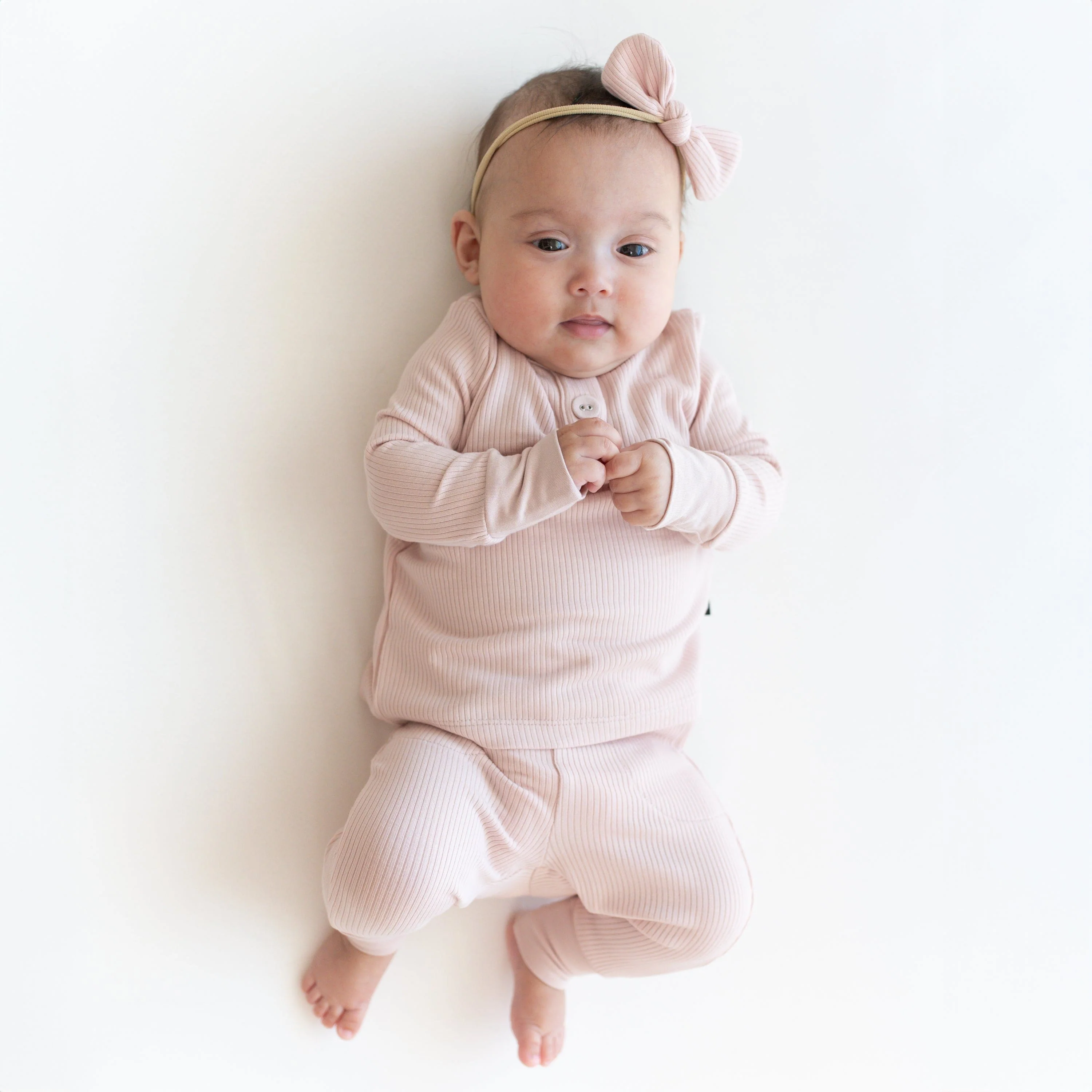 Ribbed Infant Henley Set in Blush - Image 3