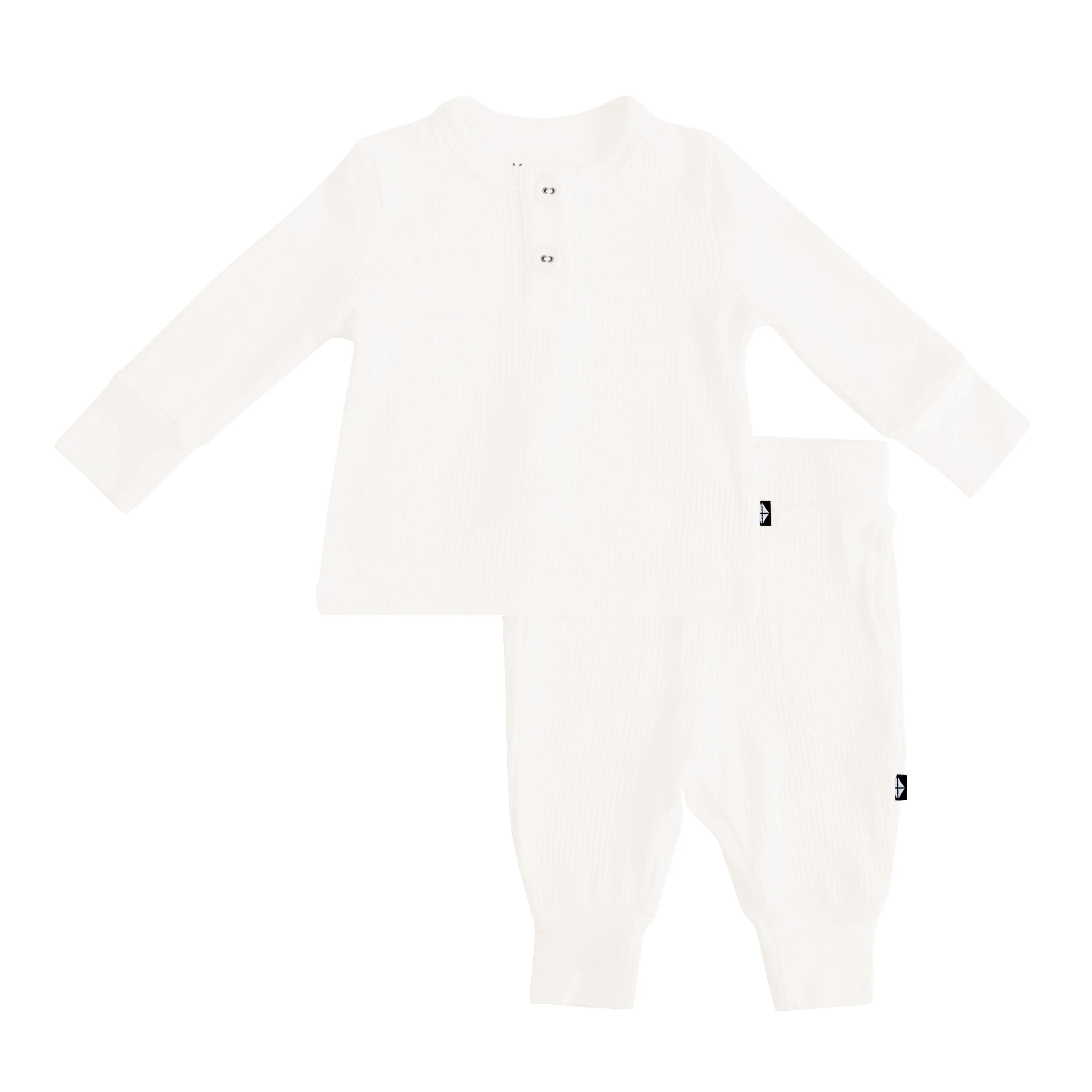 Ribbed Infant Henley Set in Cloud - Image 2