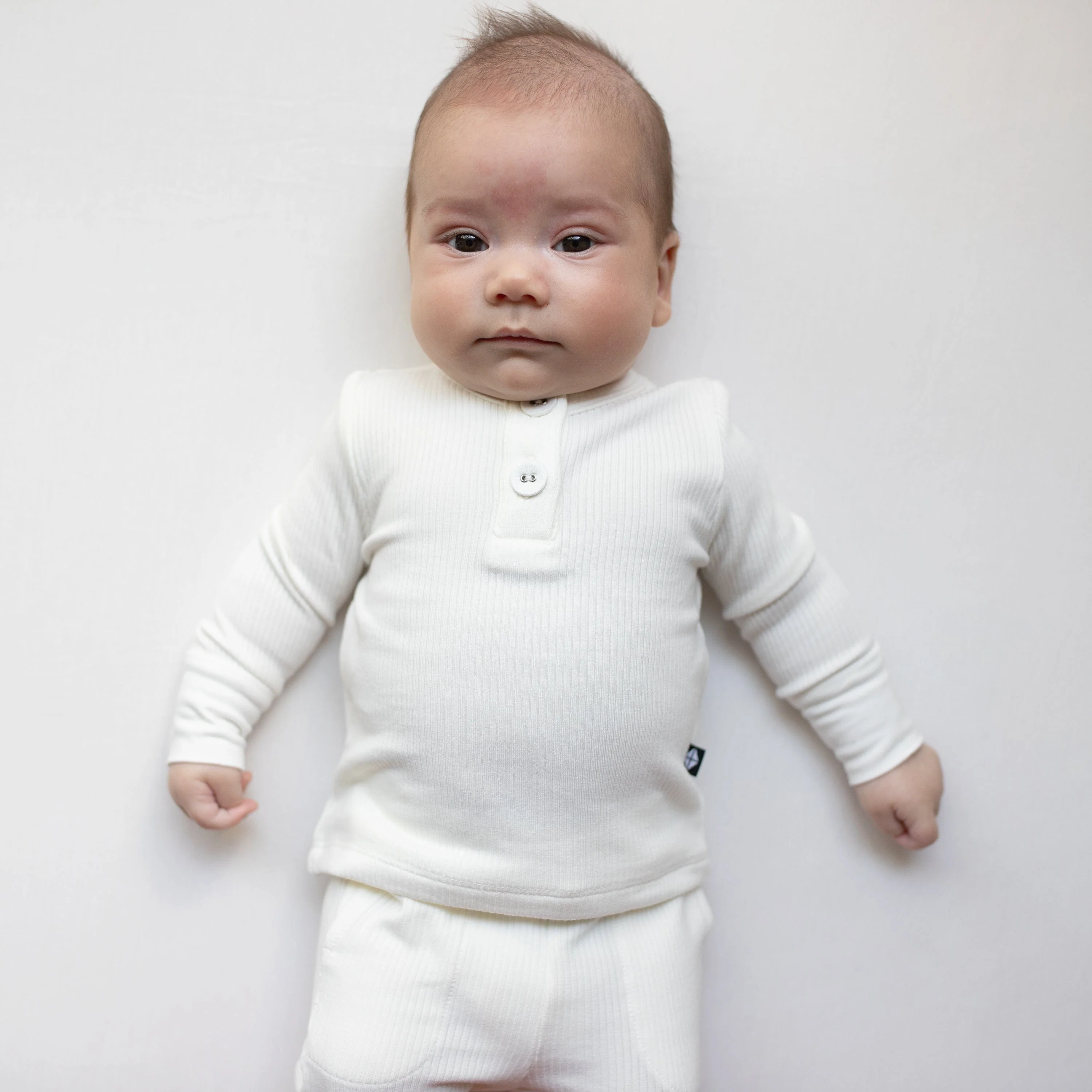 Ribbed Infant Henley Set in Cloud - Image 3