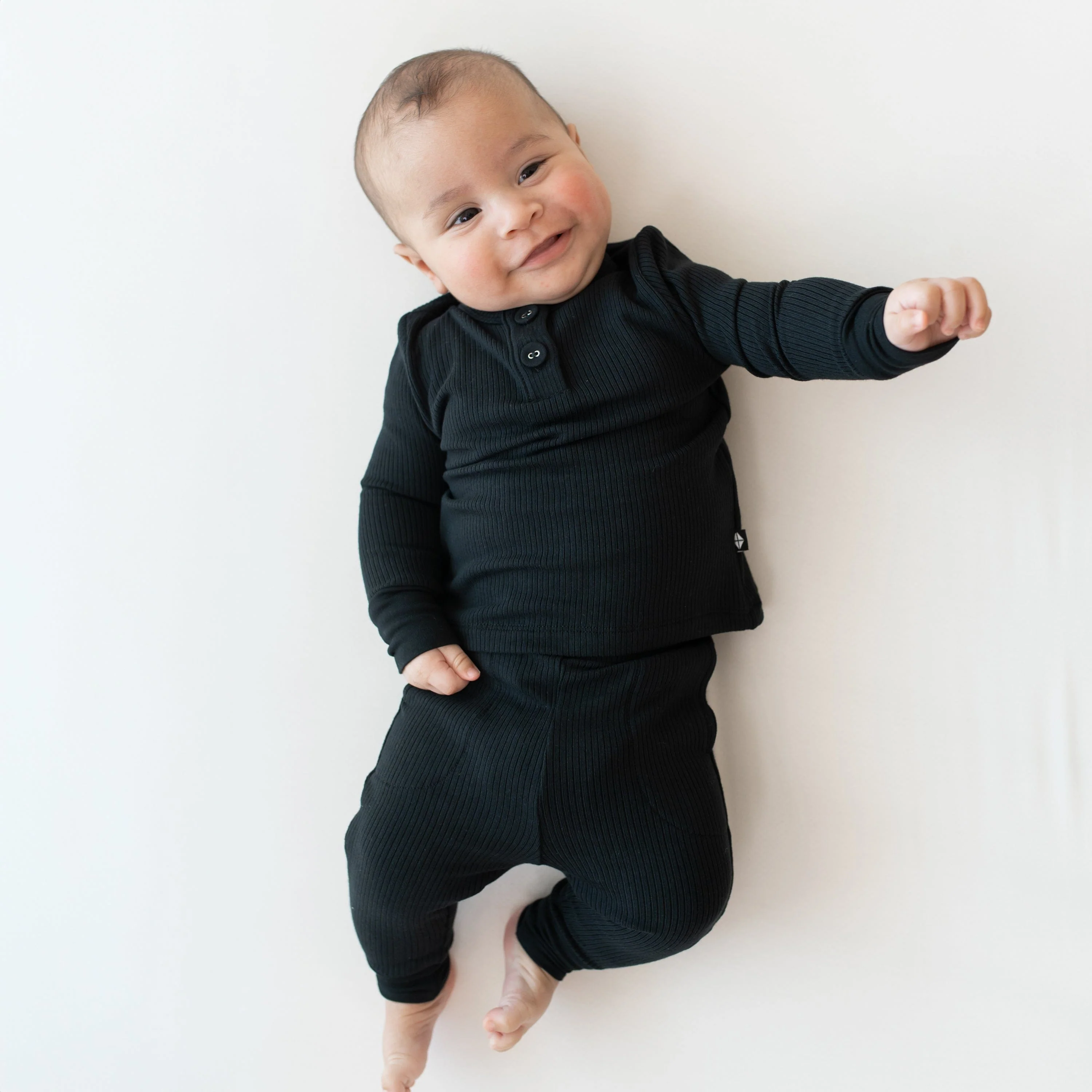 Ribbed Infant Henley Set in Midnight - Image 3