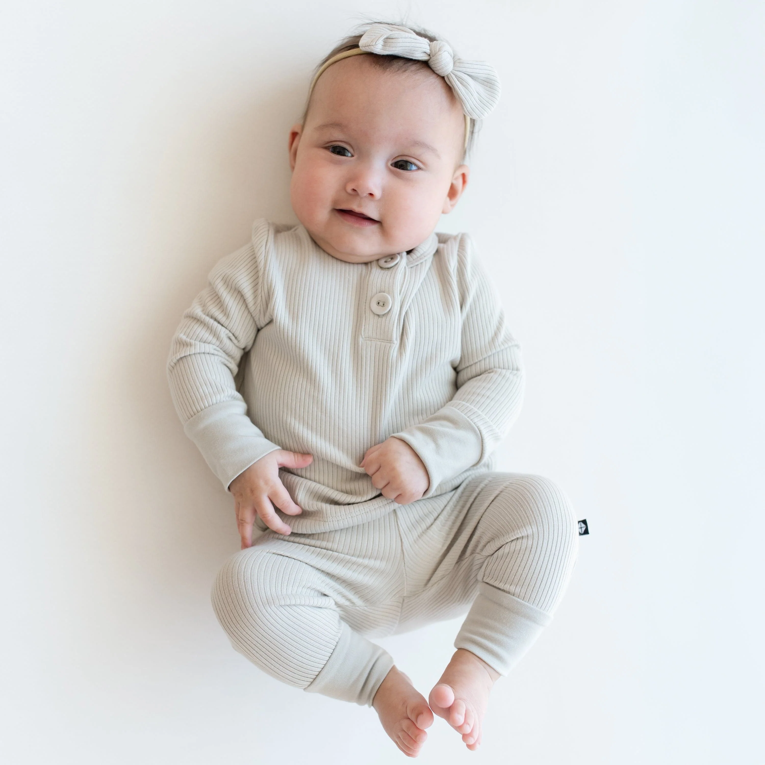 Ribbed Infant Henley Set in Oat - Image 3