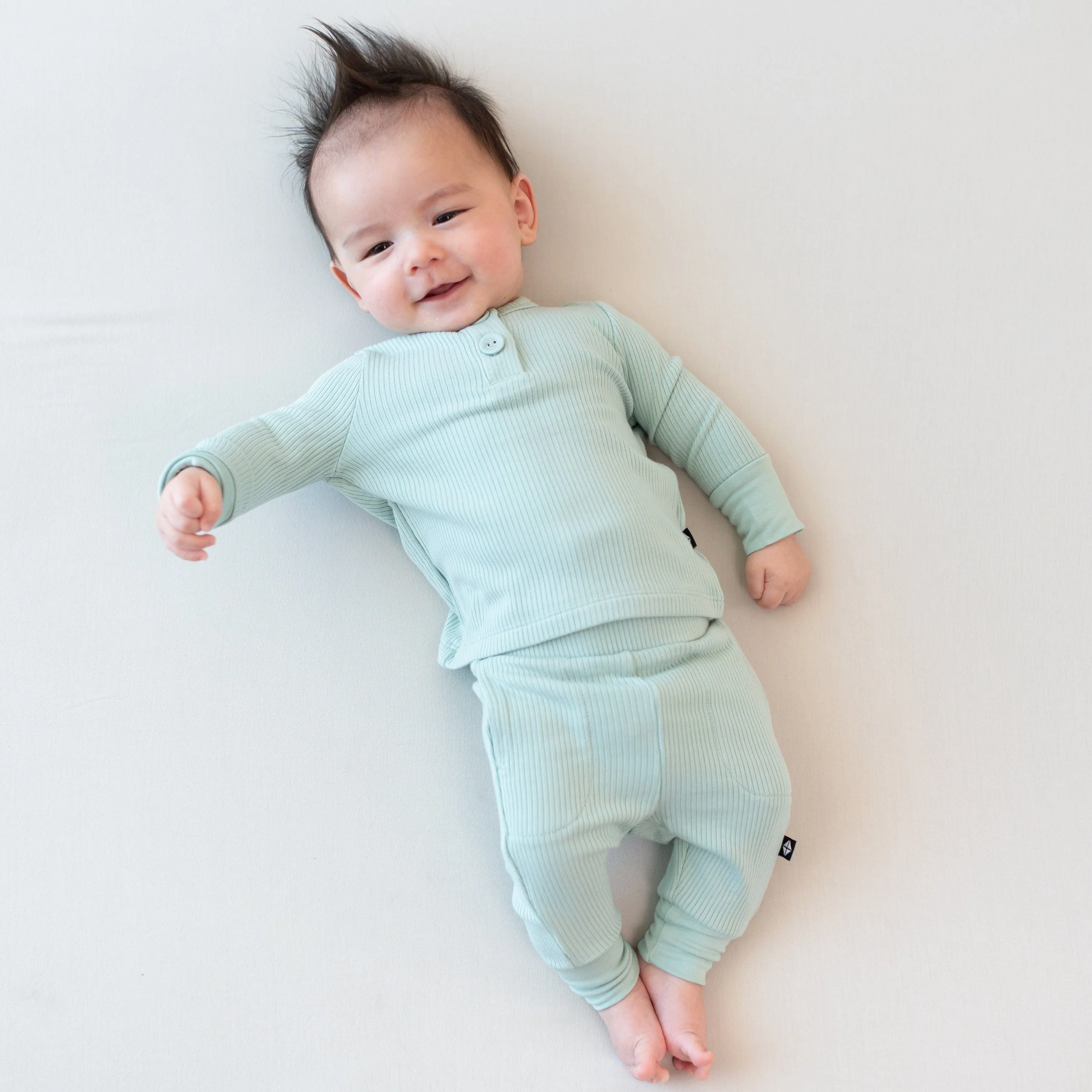 Ribbed Infant Henley Set in Sage - Image 4