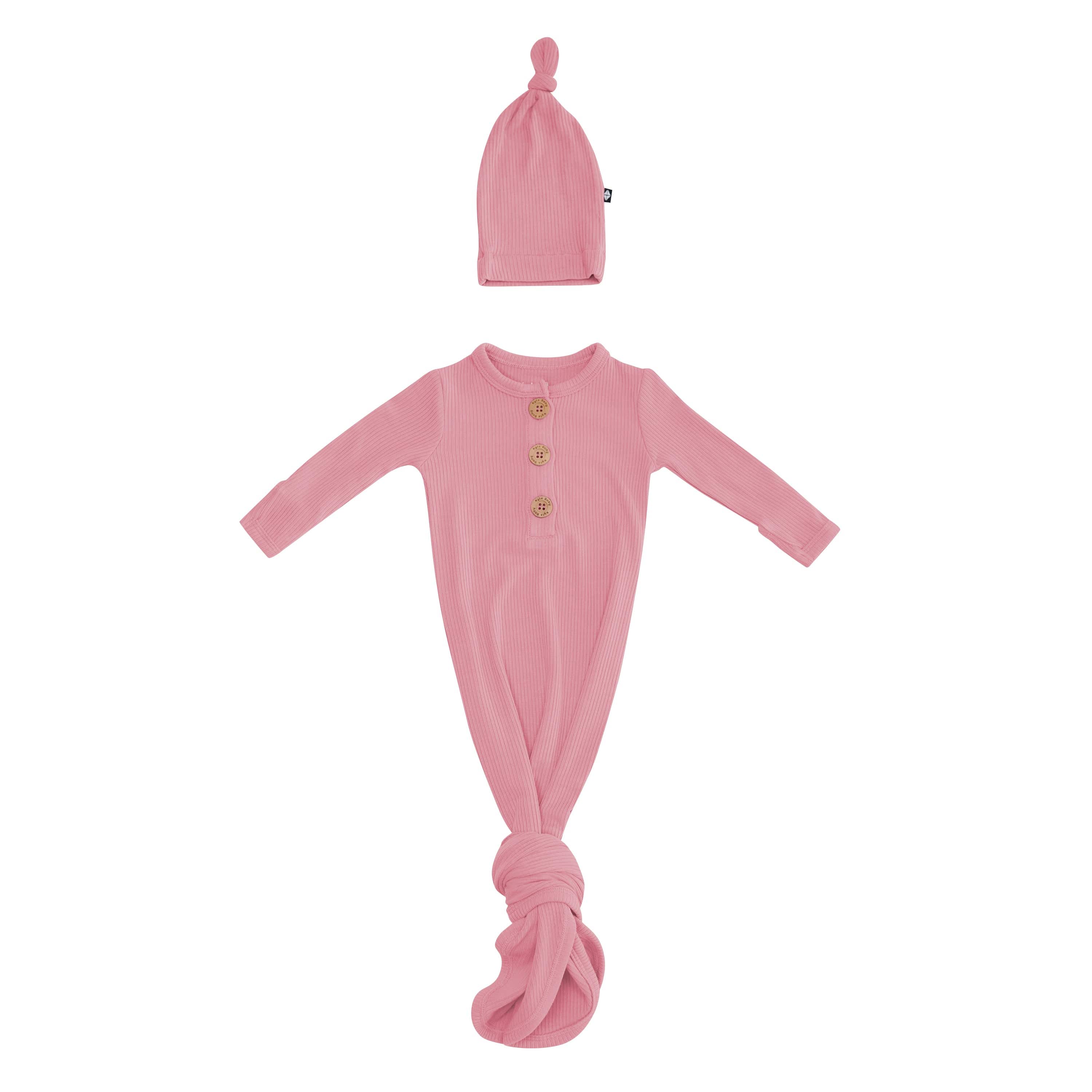 Ribbed Knotted Gown with Hat Set in Apple Blossom - Image 2