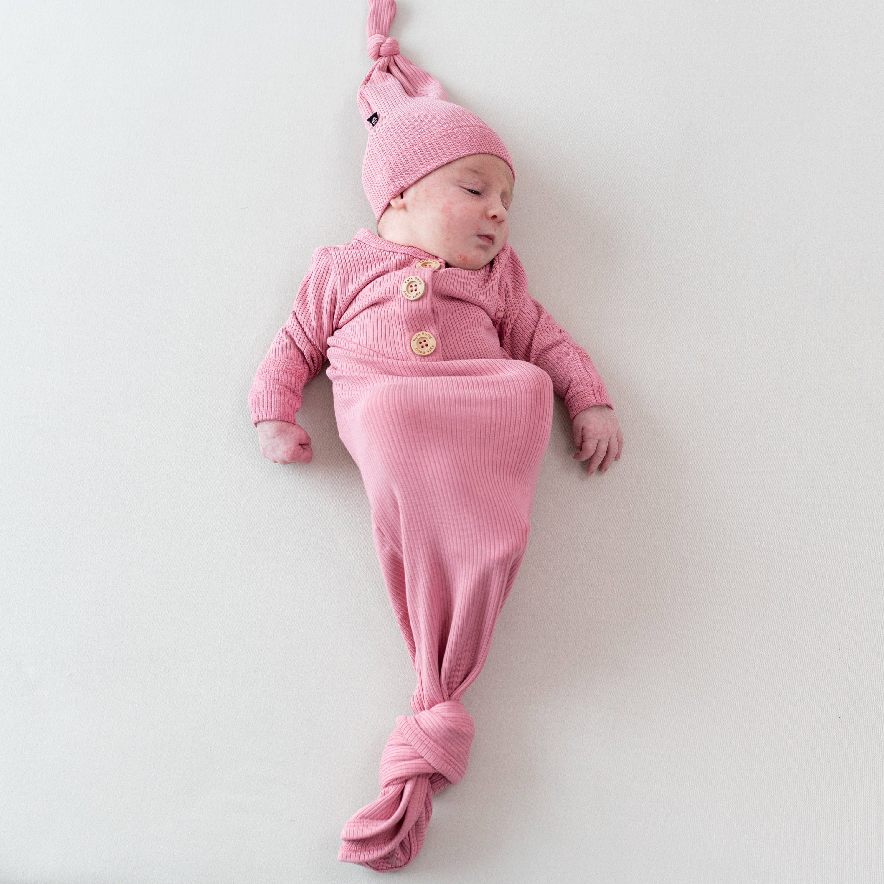 Ribbed Knotted Gown with Hat Set in Apple Blossom - Image 5