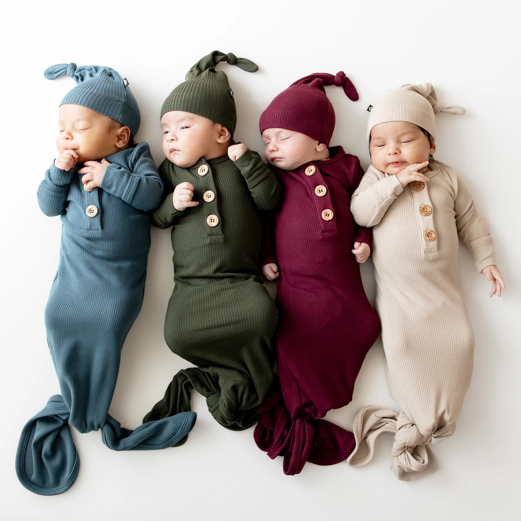 Ribbed Knotted Gown with Hat Set in Bisque - Image 4