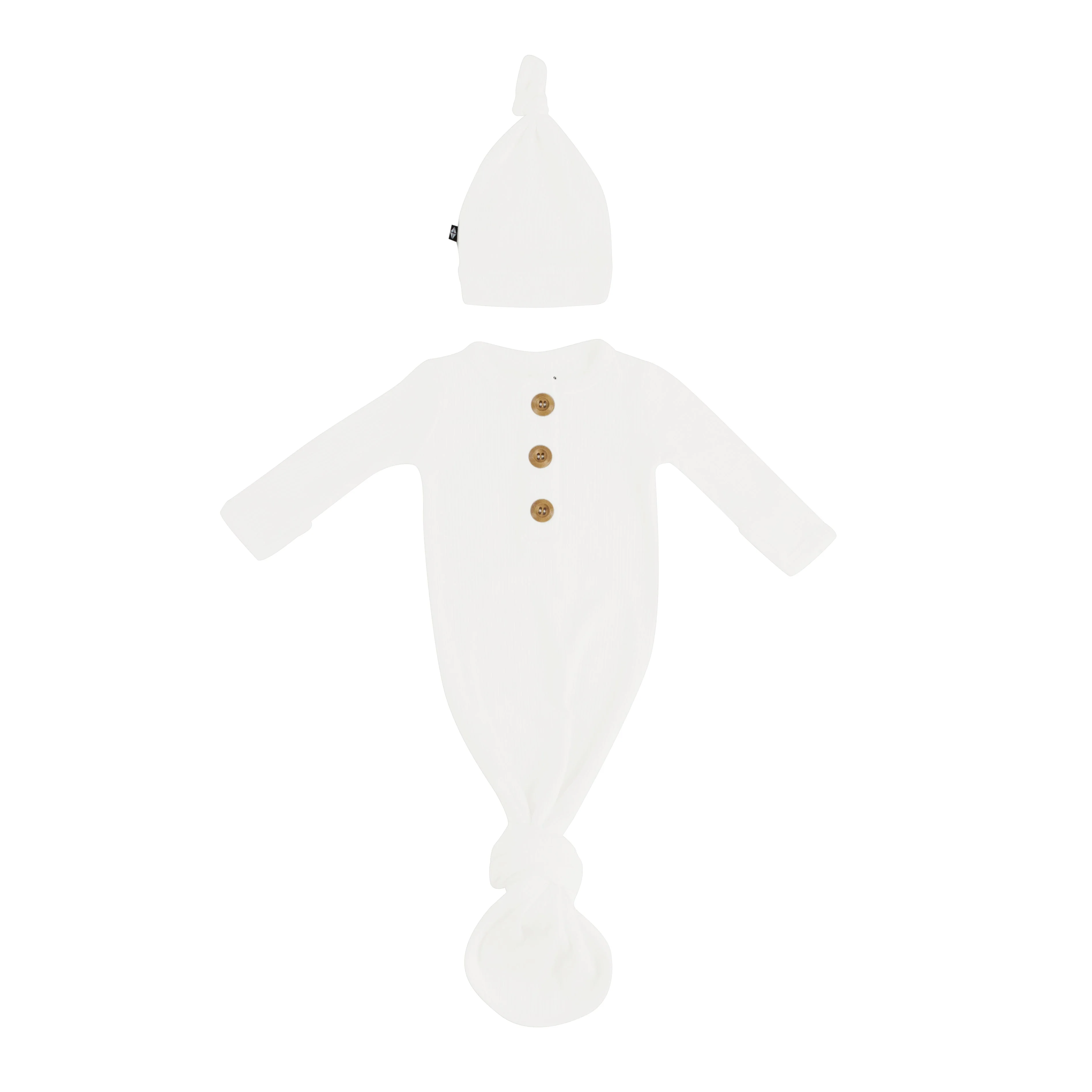 Ribbed Knotted Gown with Hat Set in Cloud - Image 2
