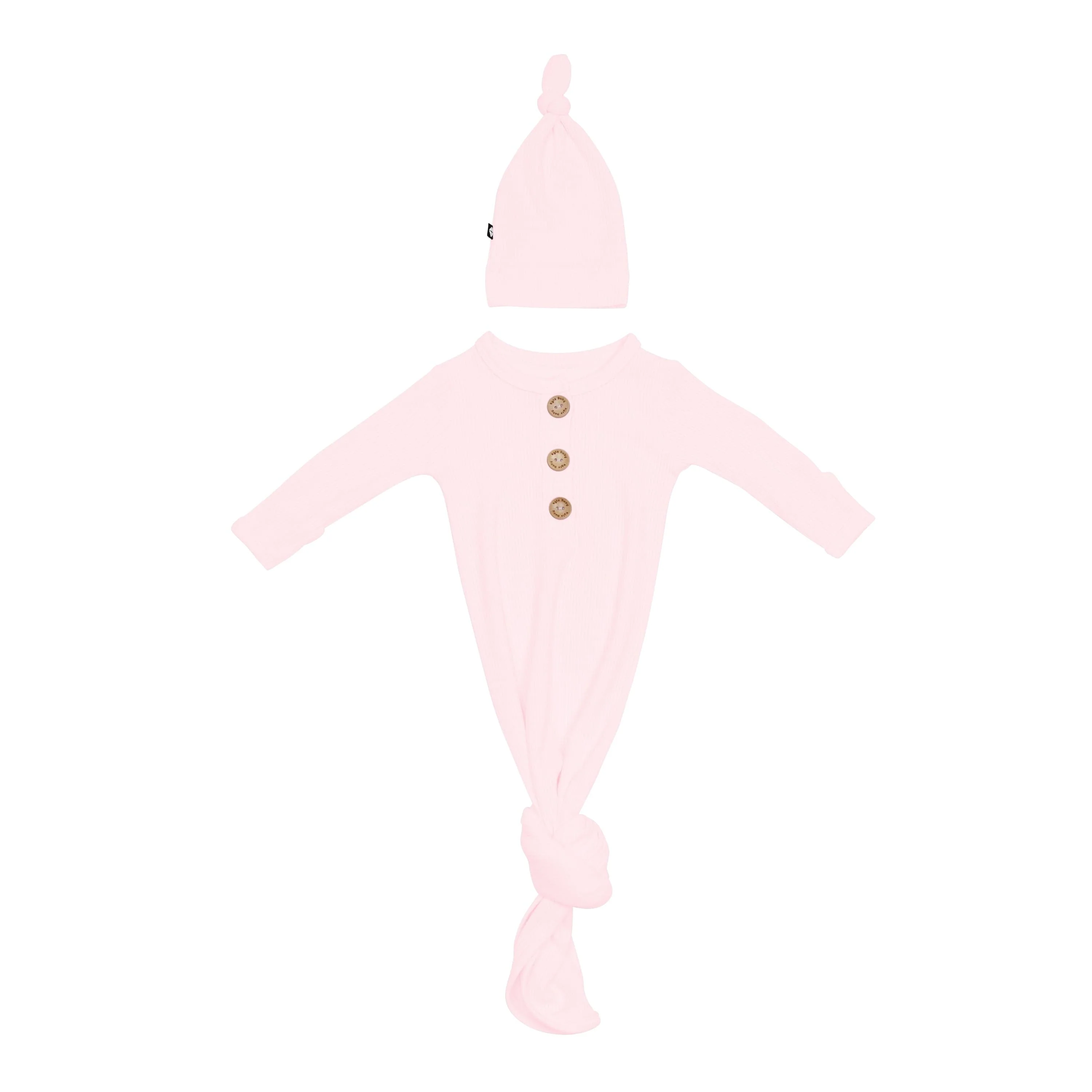 Ribbed Knotted Gown with Hat Set in Sakura - Image 2
