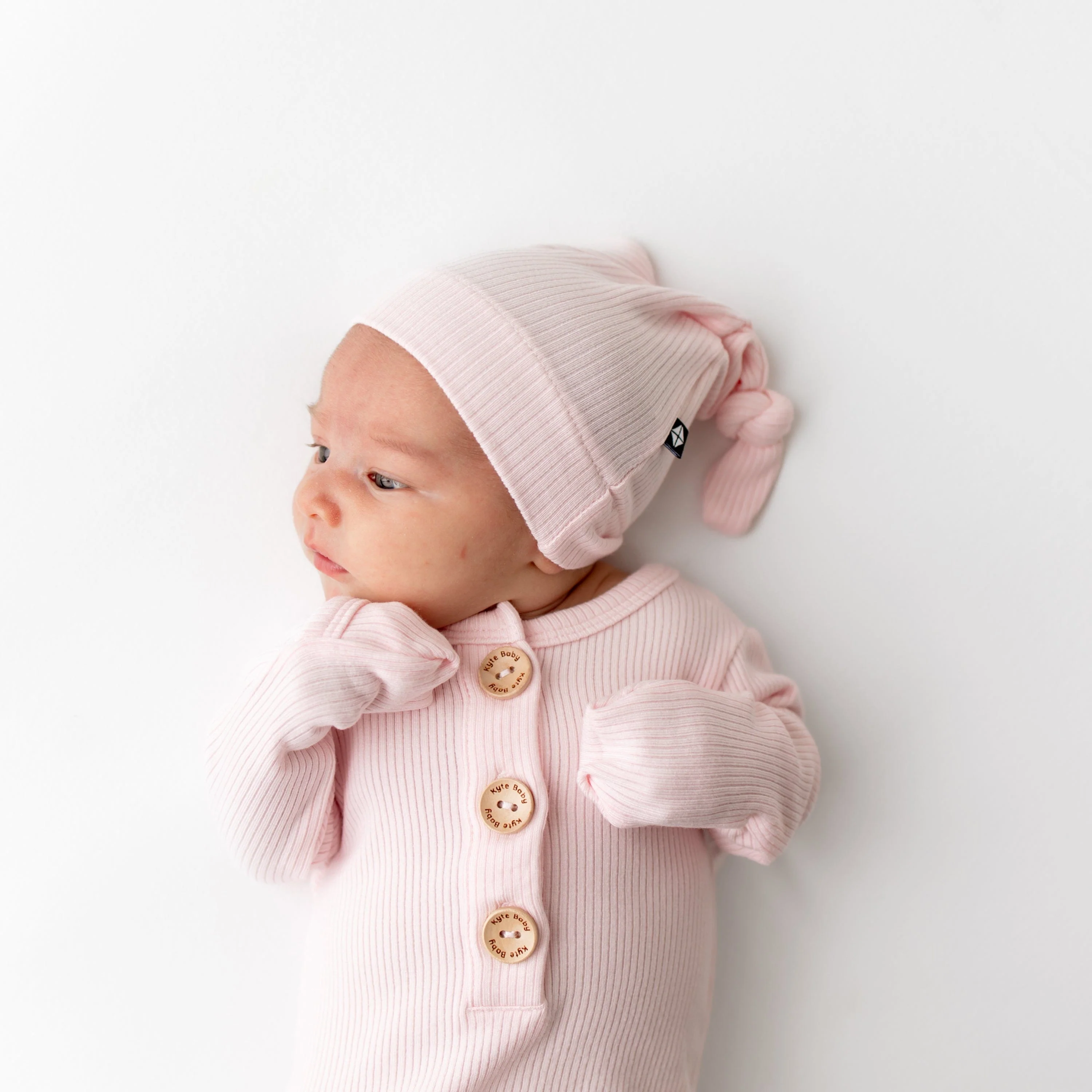 Ribbed Knotted Gown with Hat Set in Sakura - Image 3
