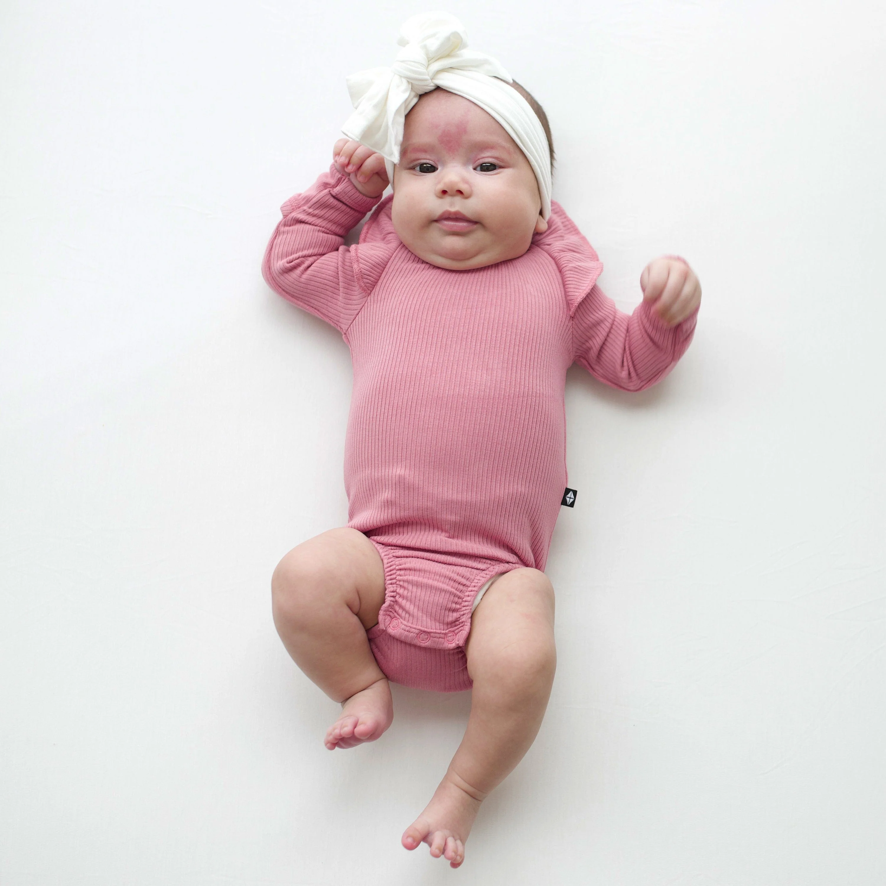 Ribbed Long Sleeve Ruffle Leotard in Apple Blossom - Image 3