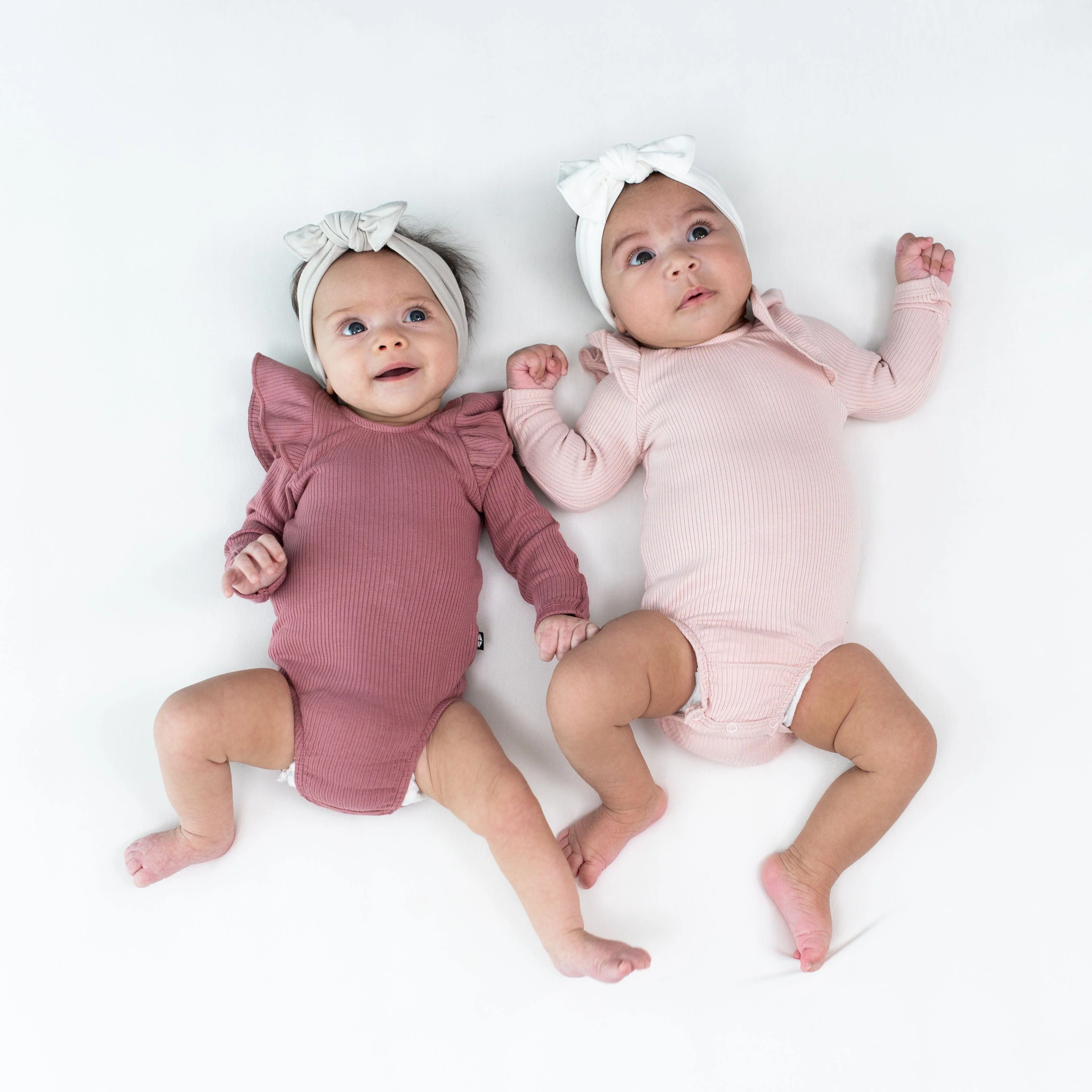 Ribbed Long Sleeve Ruffle Leotard in Blush - Image 4