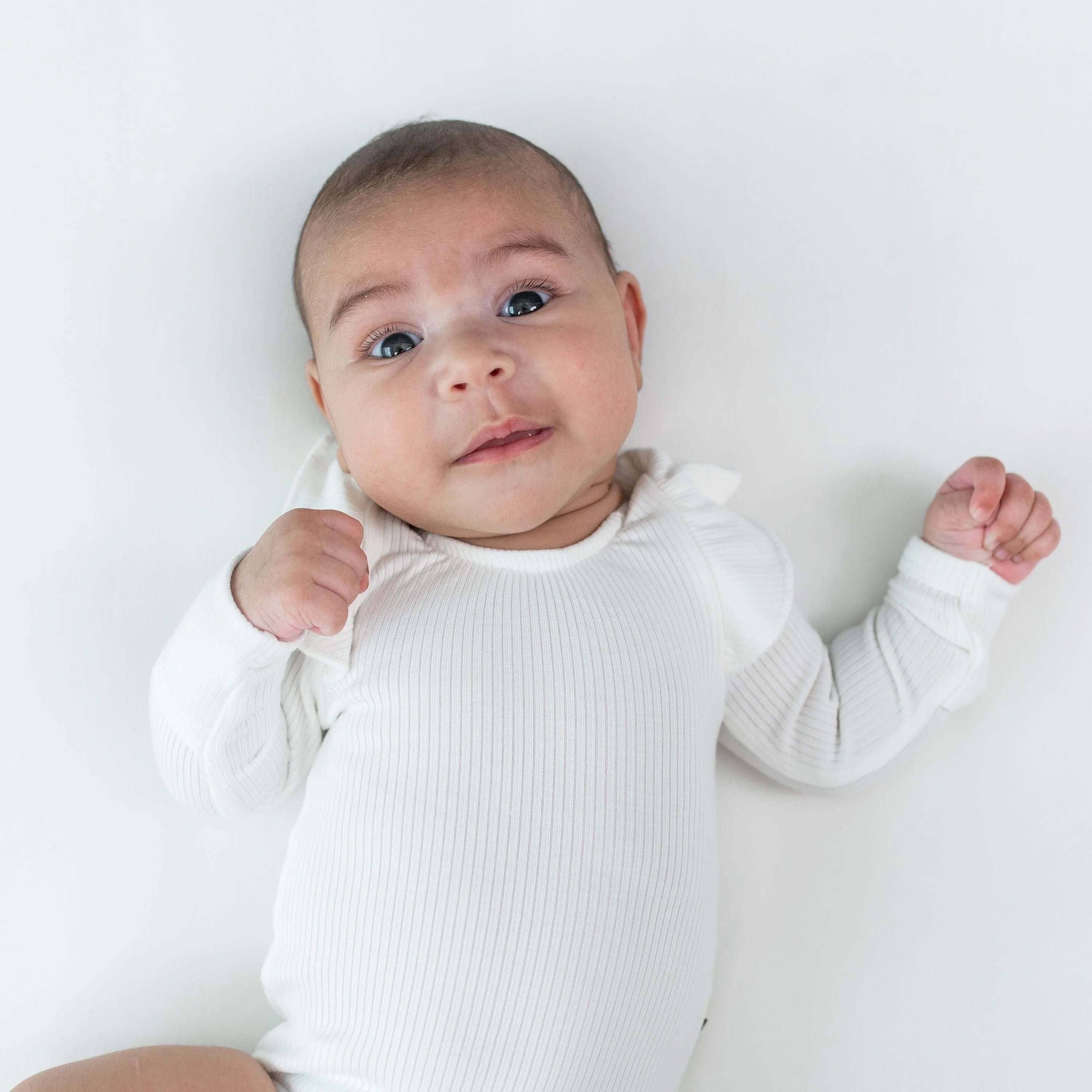 Ribbed Long Sleeve Ruffle Leotard in Cloud - Image 4