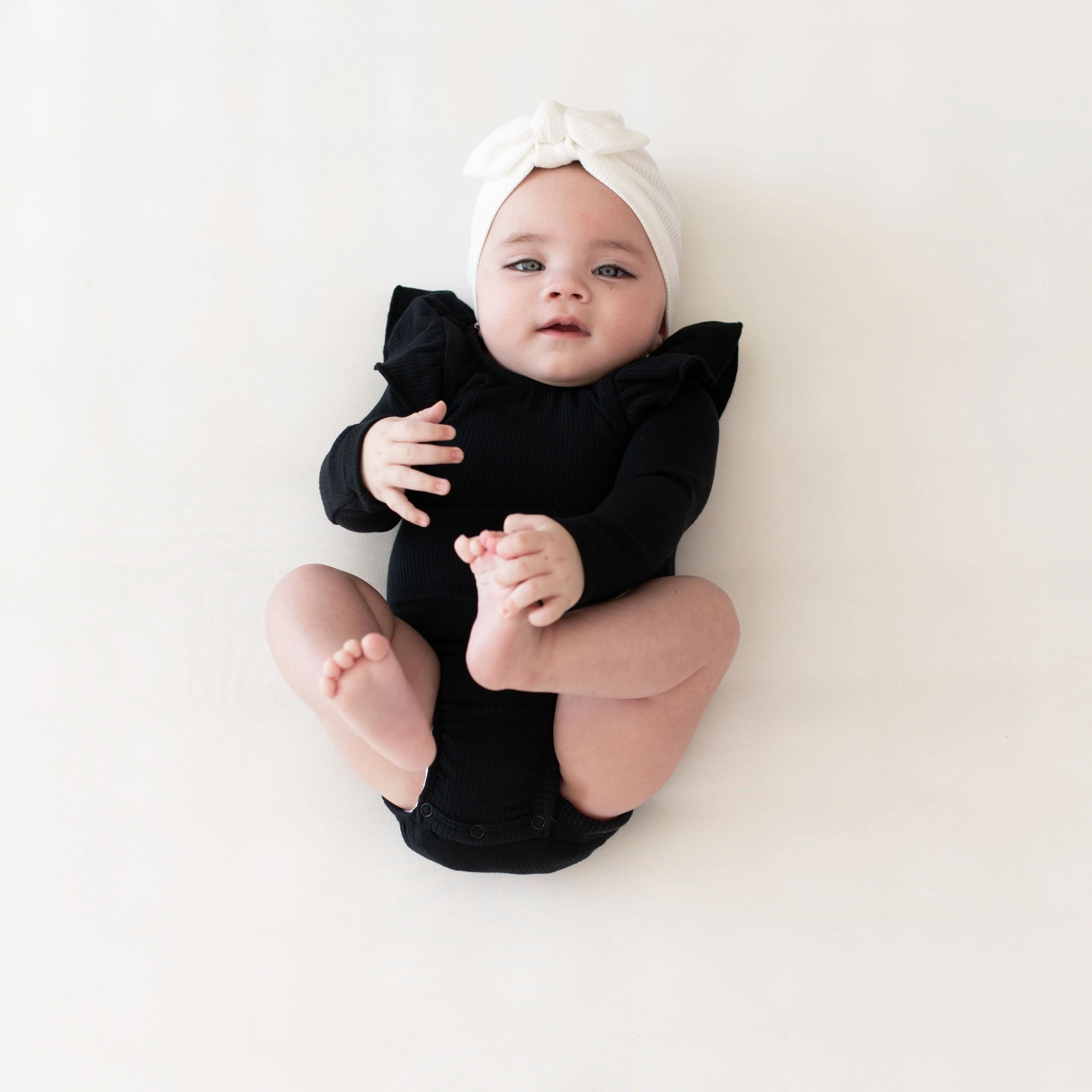 Ribbed Long Sleeve Ruffle Leotard in Midnight - Image 3