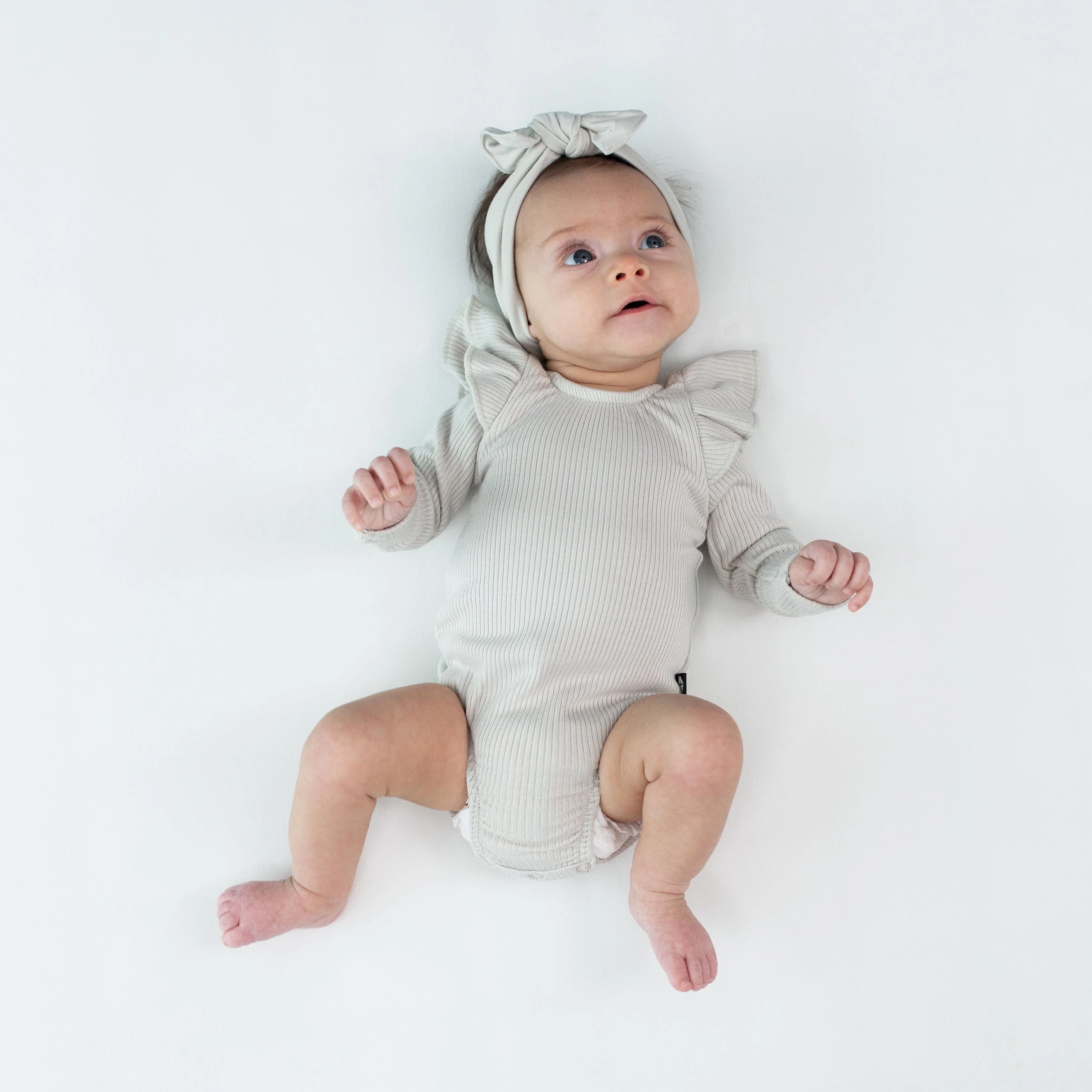 Ribbed Long Sleeve Ruffle Leotard in Oat - Image 3