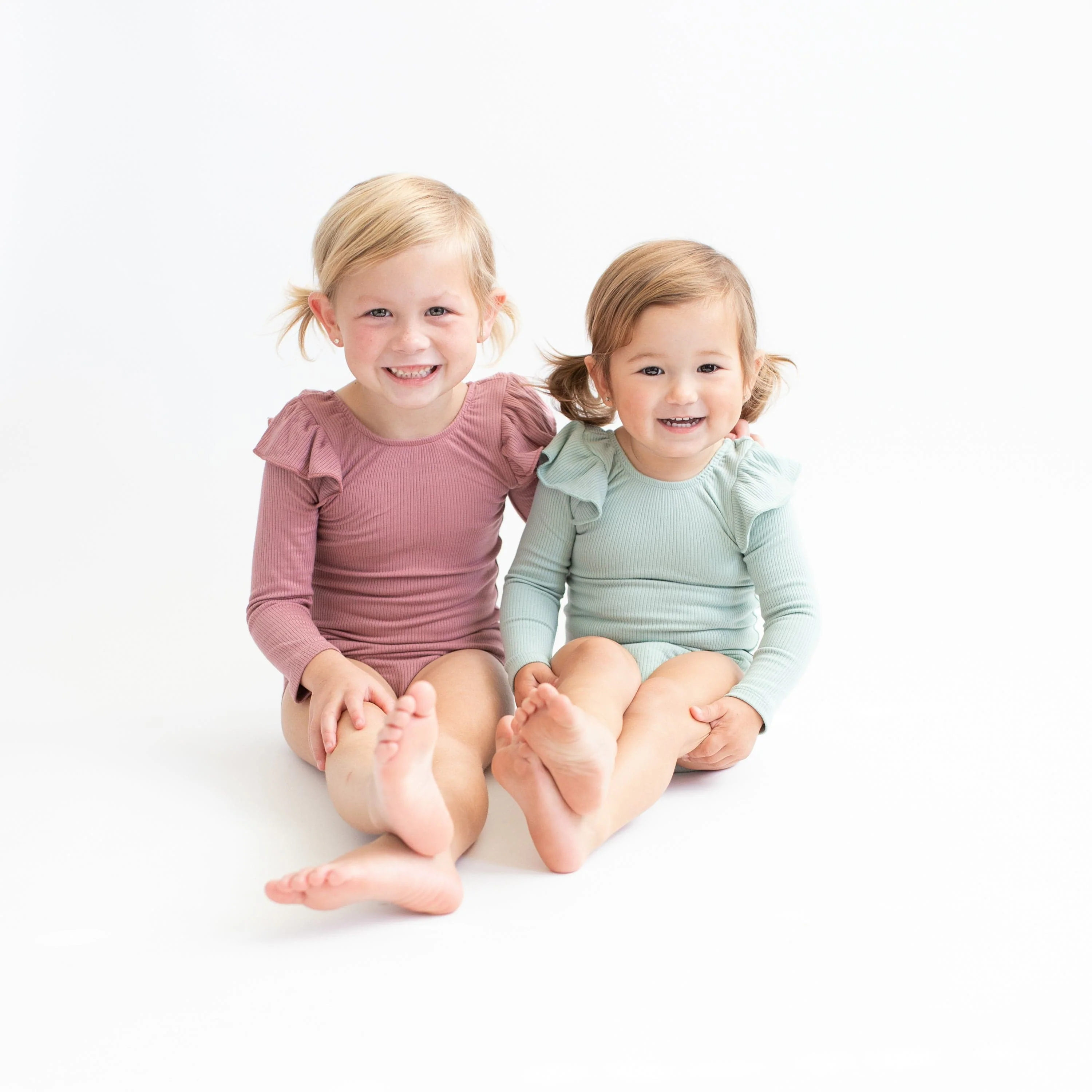 Ribbed Long Sleeve Ruffle Leotard in Sage - Image 4