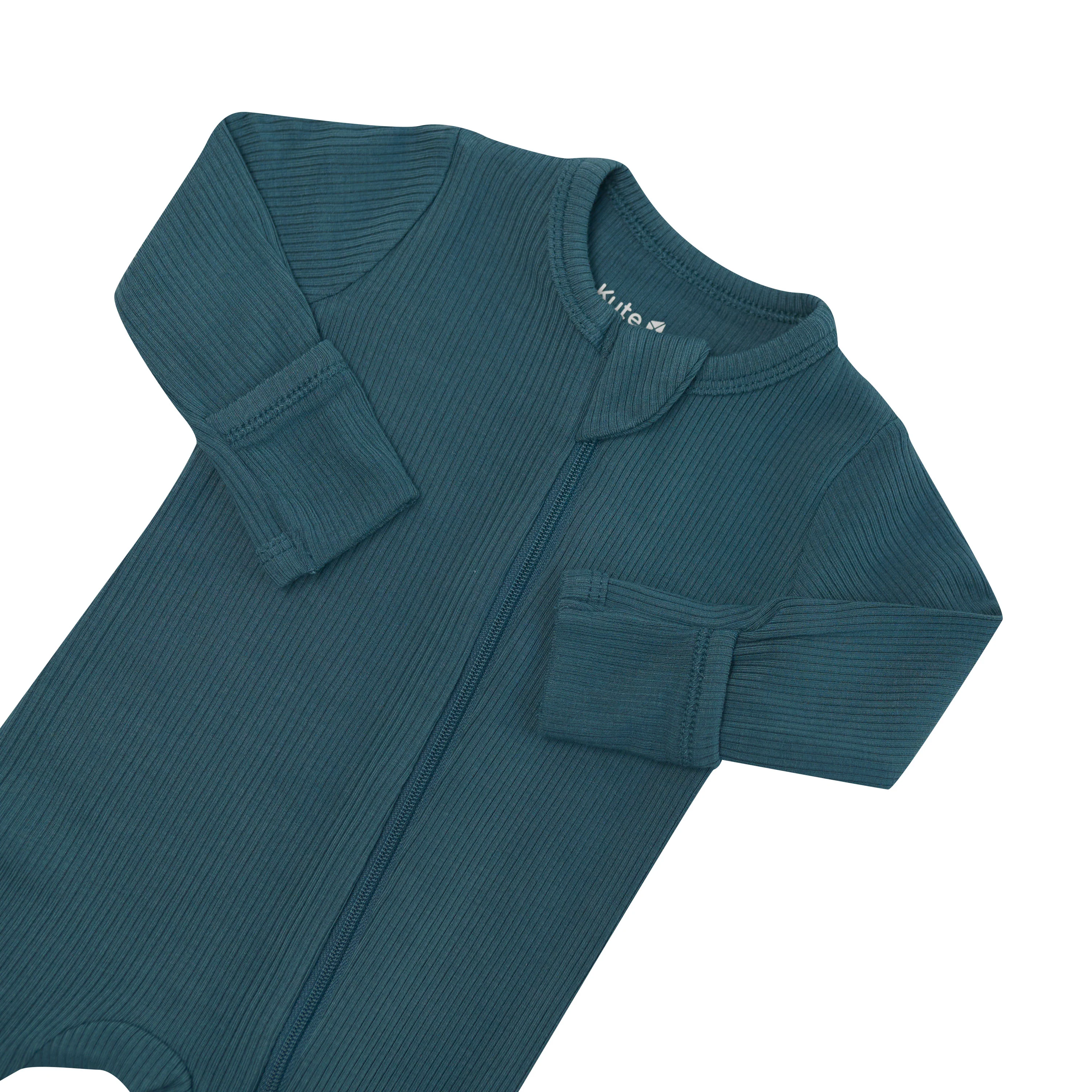 Ribbed Zipper Footie in Atlantic - Image 5
