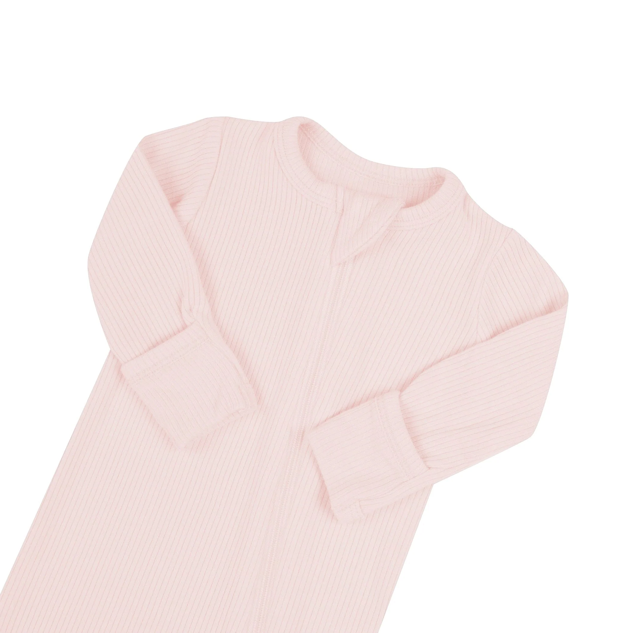Ribbed Zipper Footie in Blush - Image 6