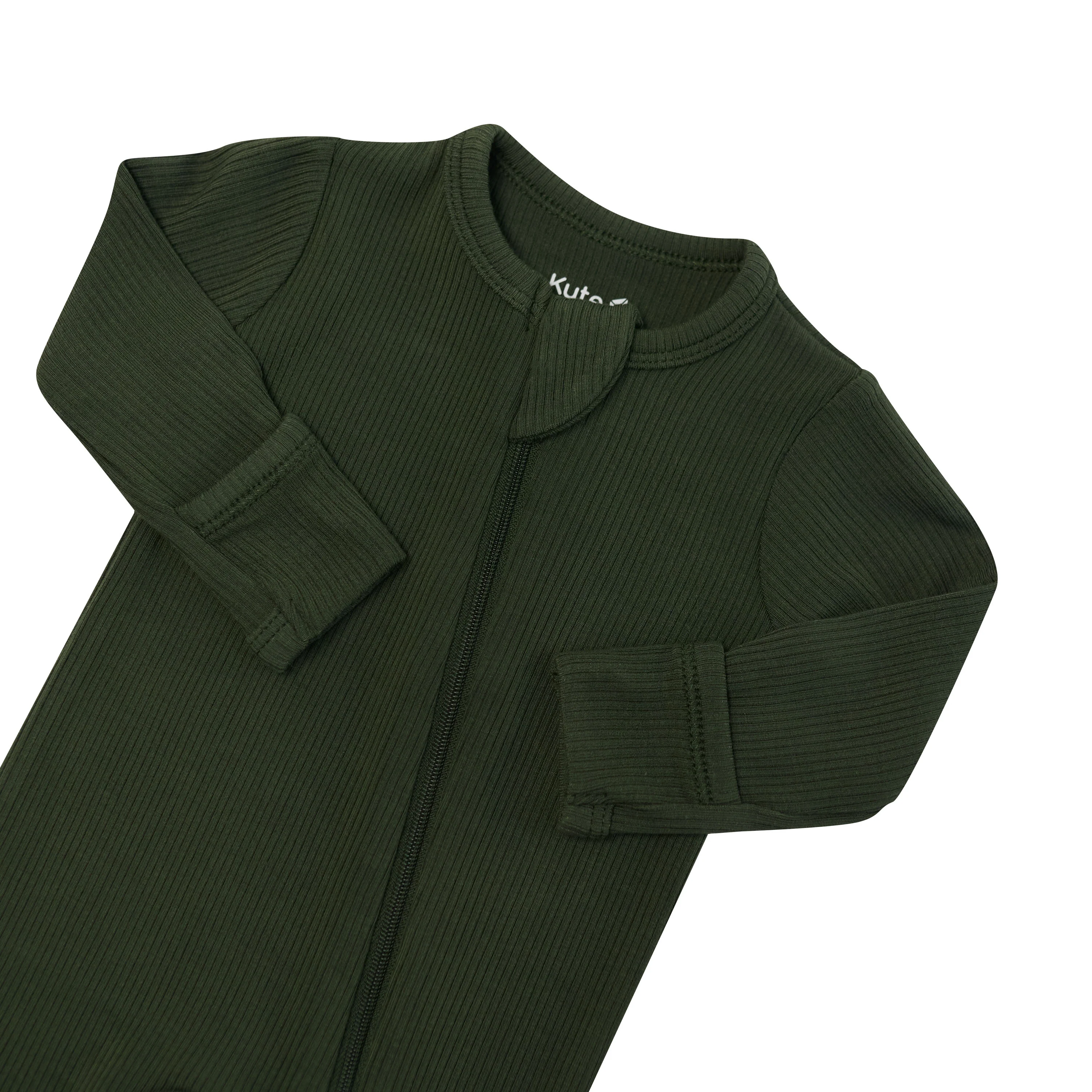 Ribbed Zipper Footie in Fir - Image 6