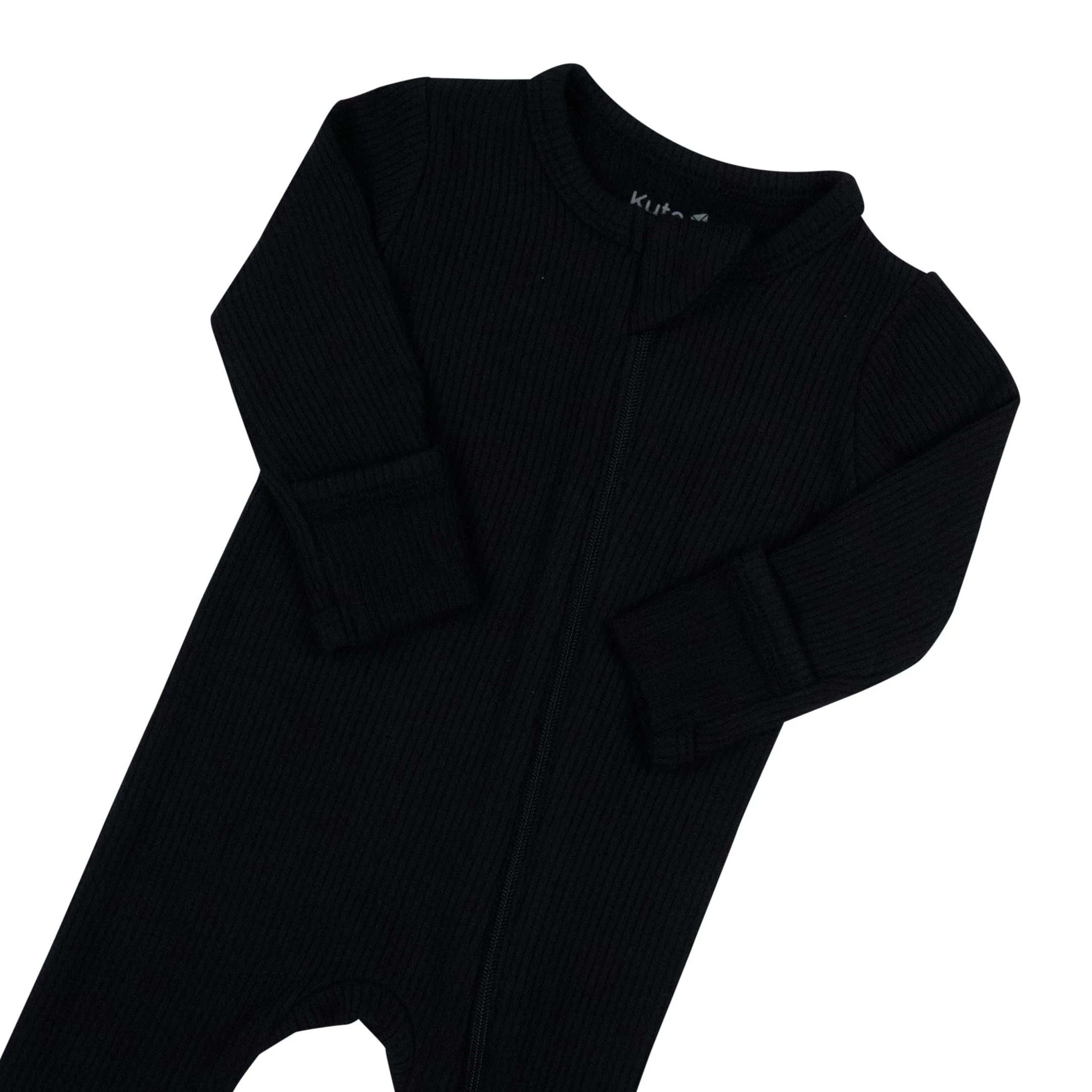 Ribbed Zipper Footie in Midnight - Image 4