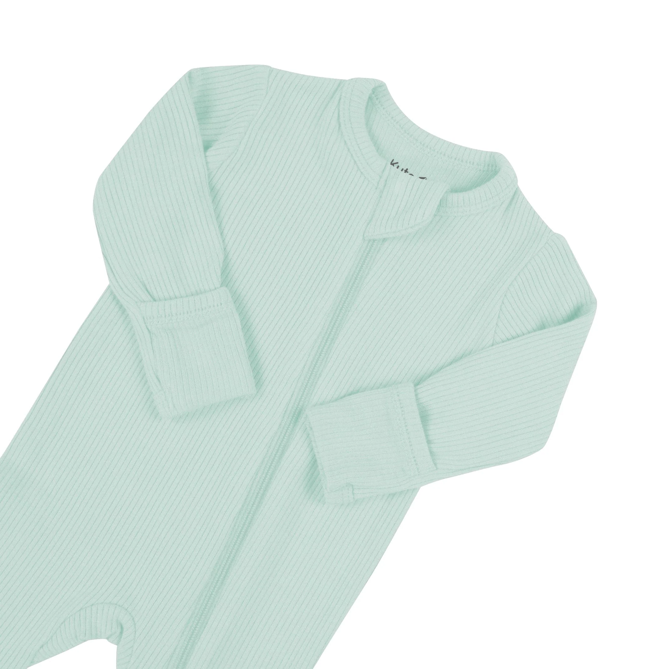 Ribbed Zipper Footie in Sage - Image 6