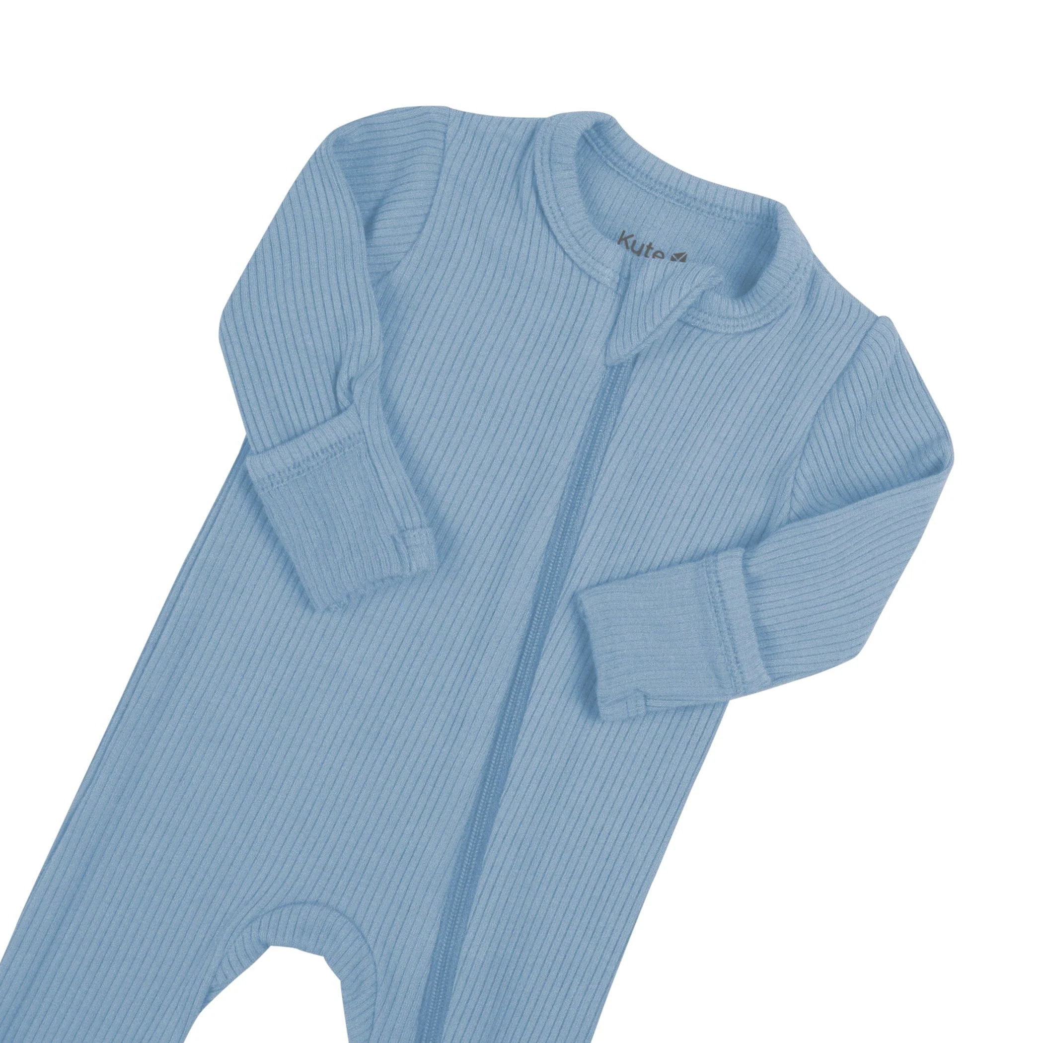 Ribbed Zipper Footie in Slate - Image 4