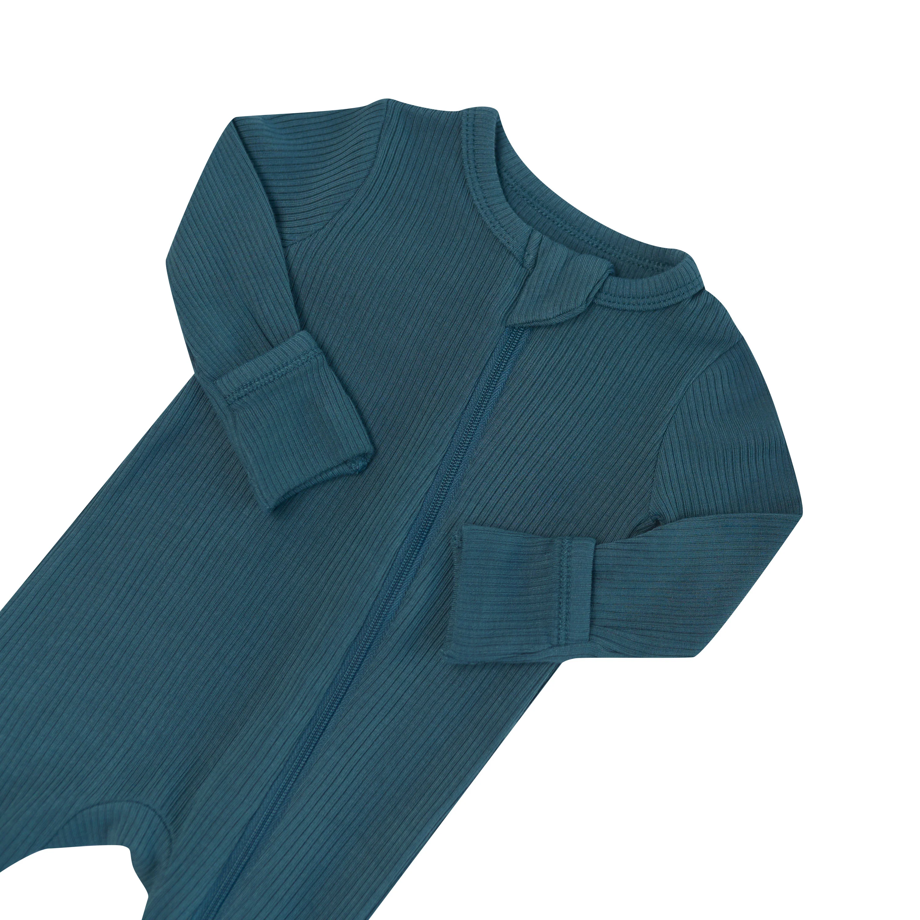 Ribbed Zipper Romper in Atlantic - Image 3